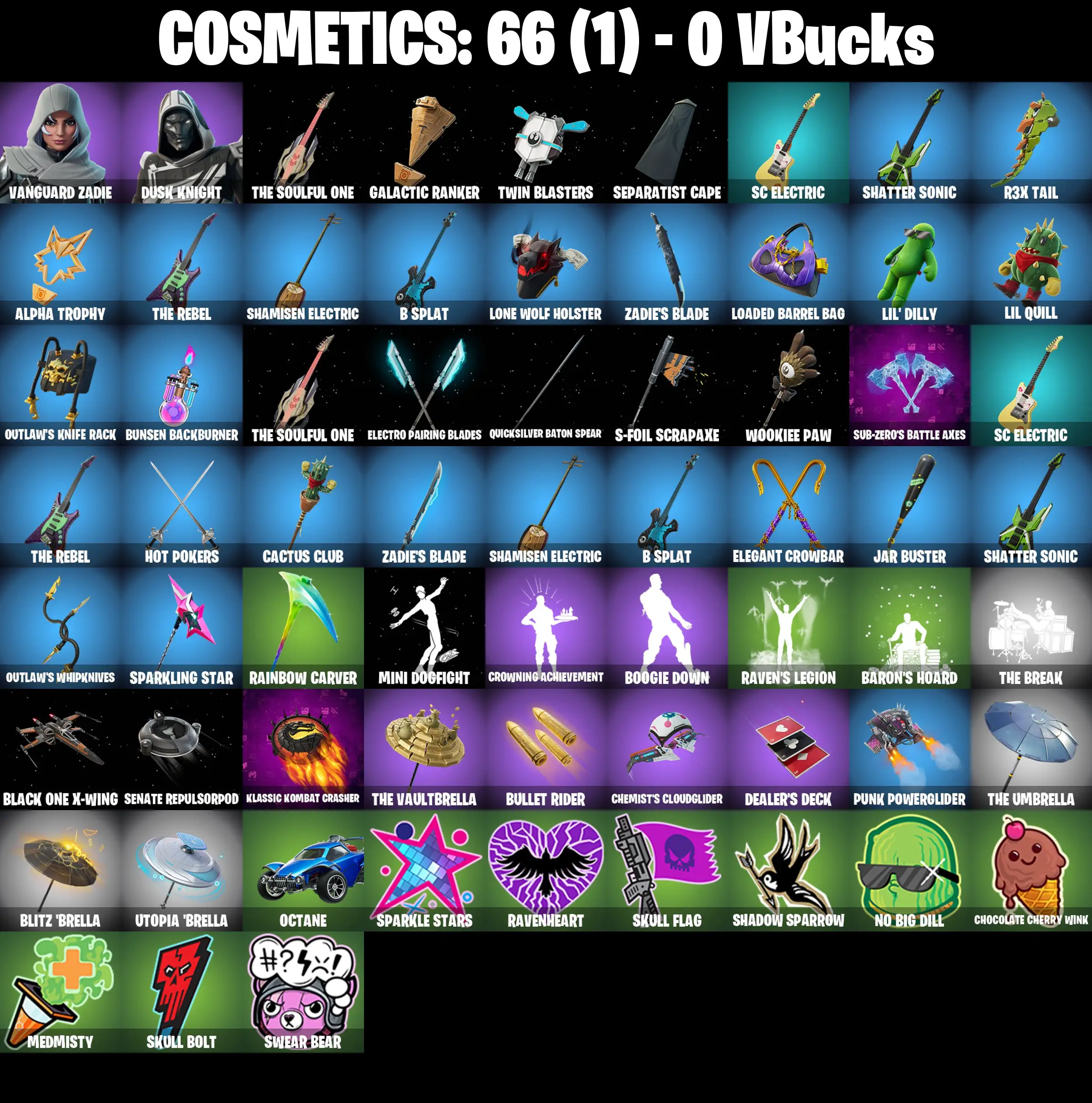 [PC/PSN/XBOX] 2 skins | Vanguard Zadie | Blitz Knight | The Soulful One | Galactic Ranker | Twin Blasters | Separatist Cape | SC Electric | 0 VB