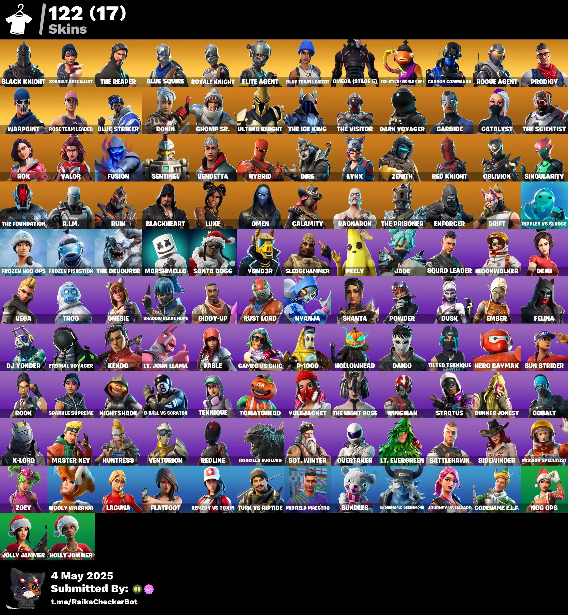122 Skins · OG STW Black Knight 🛡️ · Sparkle Specialist ✨| Rare OG Account & More!