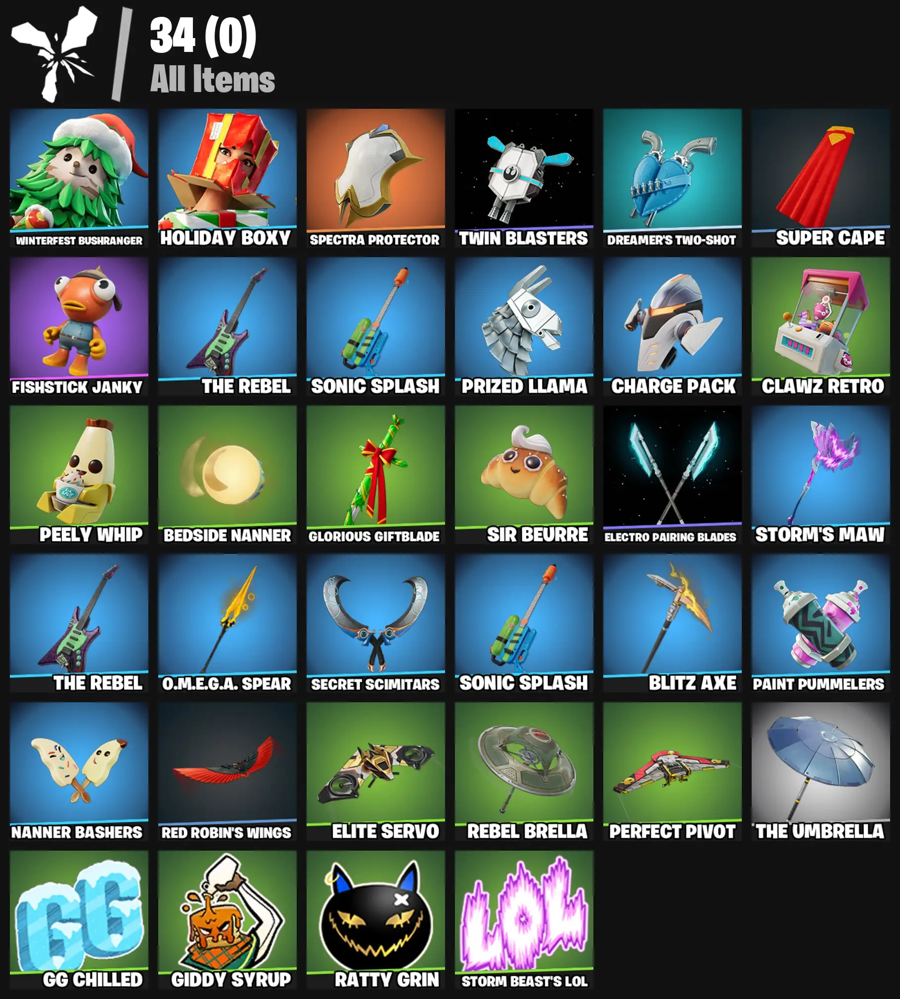 [PC/PSN/XBOX] 2 skins | Winterfest Bushranger | Holiday Boxy | Spectra Protector | Twin Blasters | Dreamer's Two-Shot | Super Cape | Fishstick Janky | 200 VB