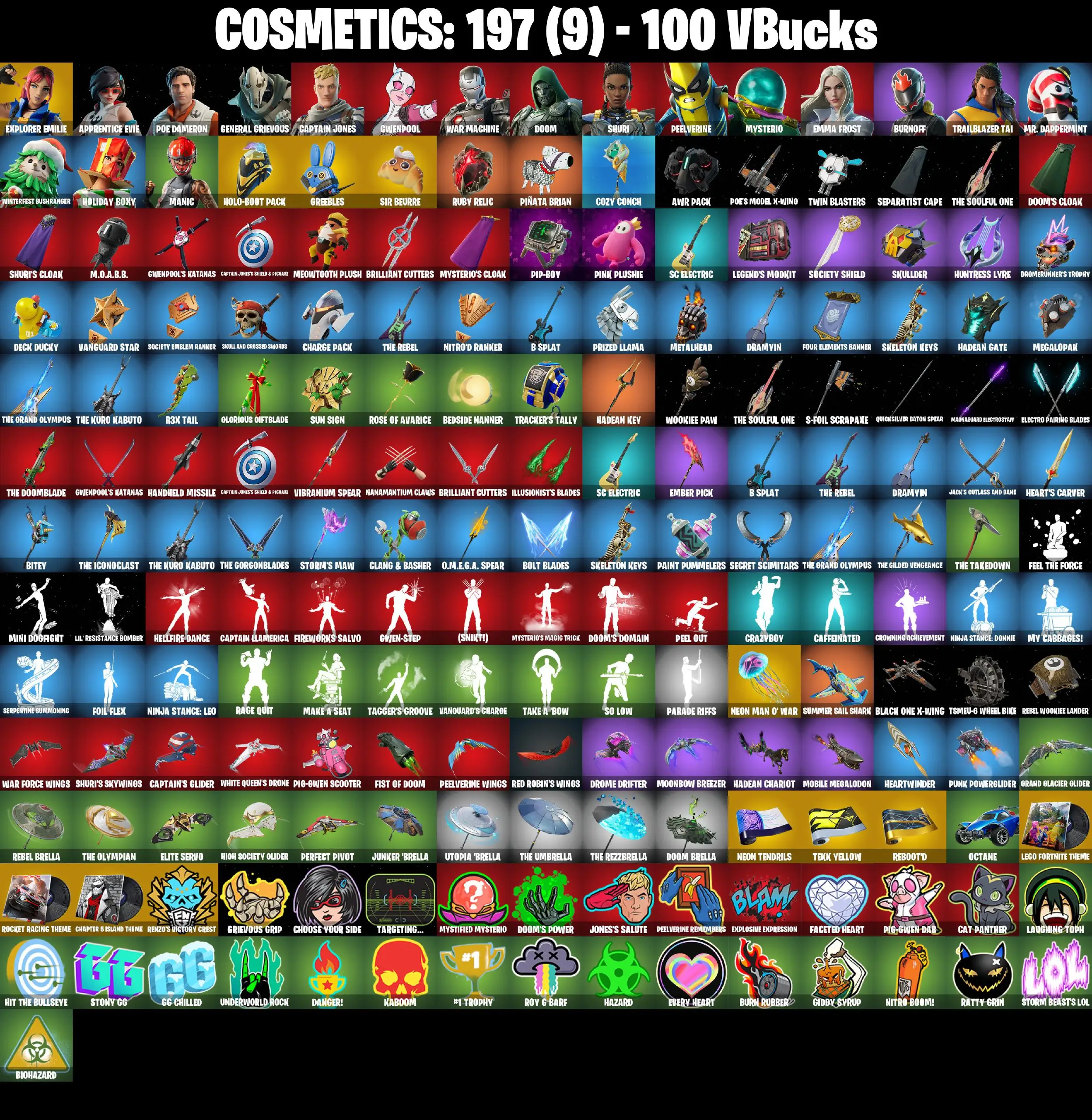 [PC/PSN/XBOX] 18 skins | Explorer Emilie | Holo-Boot Pack | Greebles | Sir Beurre | Neon Man O' War | Apprentice Evie | Poe Dameron | General Grievous