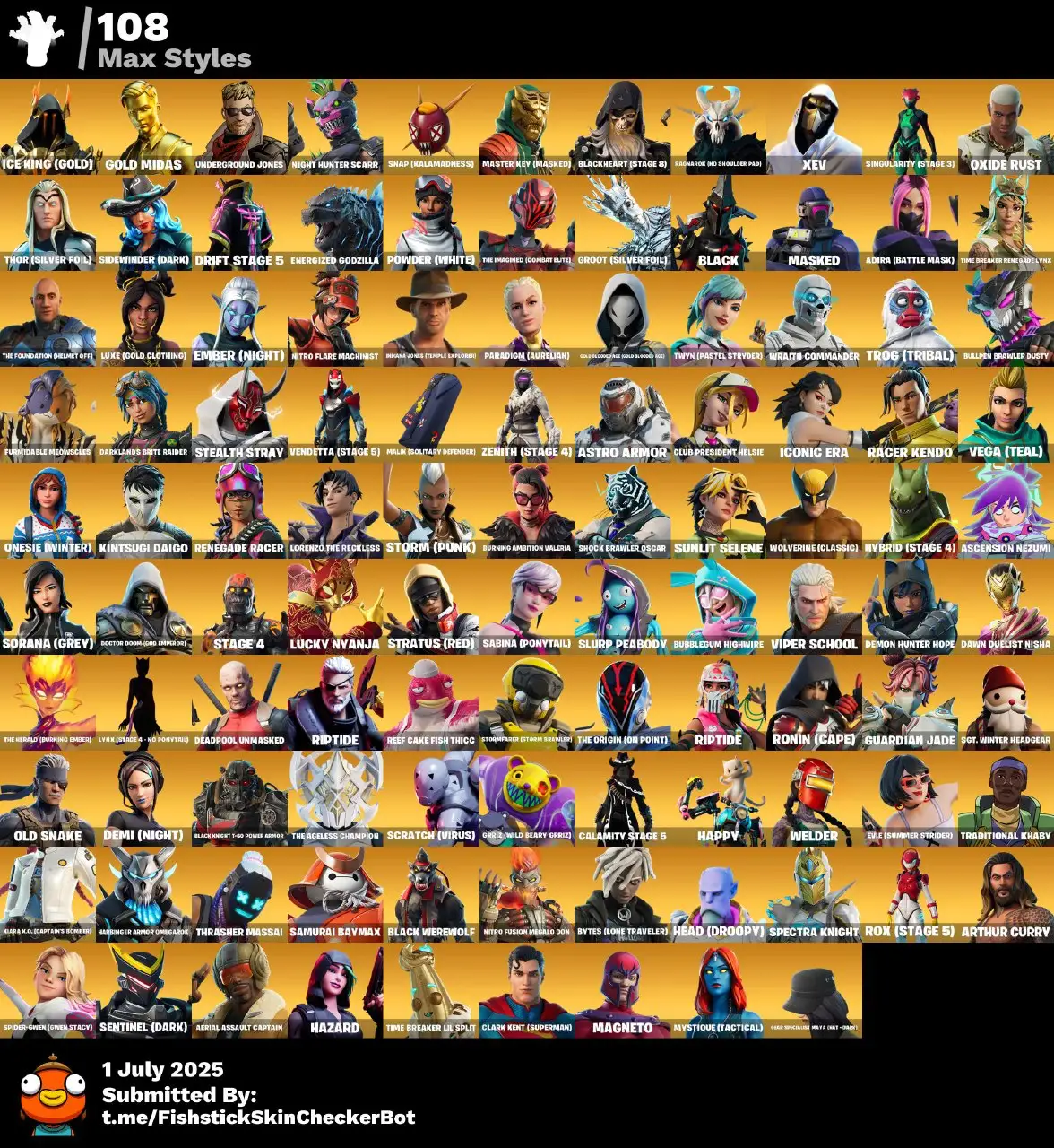 243 Skins  · OG STW | Galaxy, Aerial Assault Bomber, Rose Team Leader, Peter Griffin & More