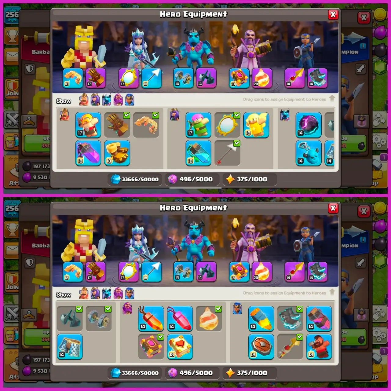 🏆 2 HEROES MAX 96-100-78-75-38 👑 POWER-PACKED TH17 🔥 | 7 EPIC 26 EQUIPMENT ⚙️ | STRONG DEFENCES 🛡 | MAGIC ITEMS STACKED 🏅 | RENAME -500 💠 | CWL MEDALS| QUICK DELIVERY 🚀