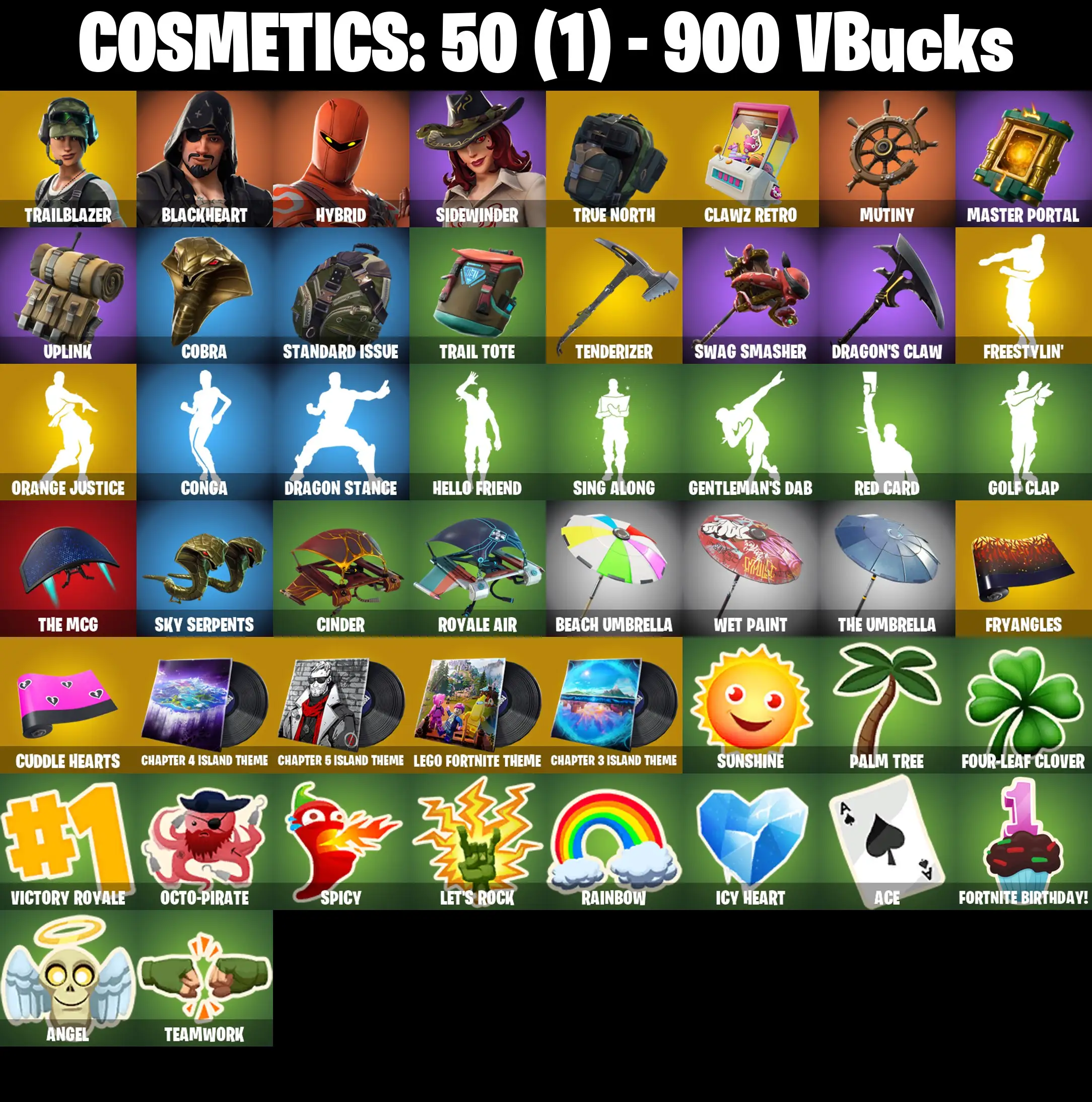 [PC/PSN/XBOX] 4 skins | Trailblazer | True North | Clawz Retro | Tenderizer | Freestylin' | Orange Justice | Blackheart | Hybrid | Sidewinder 