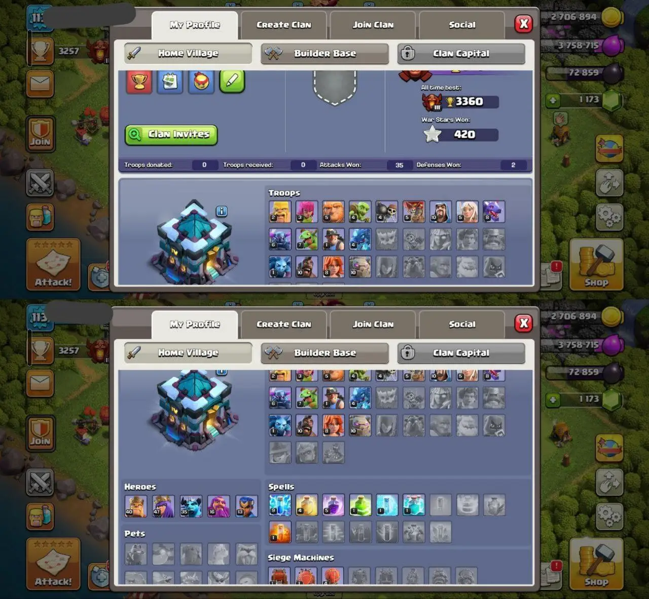 💎 TH13 HOT DEAL 💎 | 3660 ATB ⚔️ | 14 EQUIPS 🛠 | HEROES 40-47-35-16-13 👑 | MAGIC ITEMS + CWL LOOT 💰 | RENAME ✅ | FAST DELIVERY 🚀