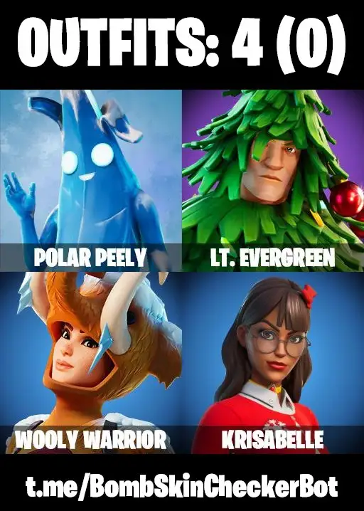 4 SKINS❤️POLAR PEELY❤️LT EVERGREEN❤️WOOLY WARRIOR❤️KRISABELLE❤️FULL ACCES❤️WARRANTY❤️