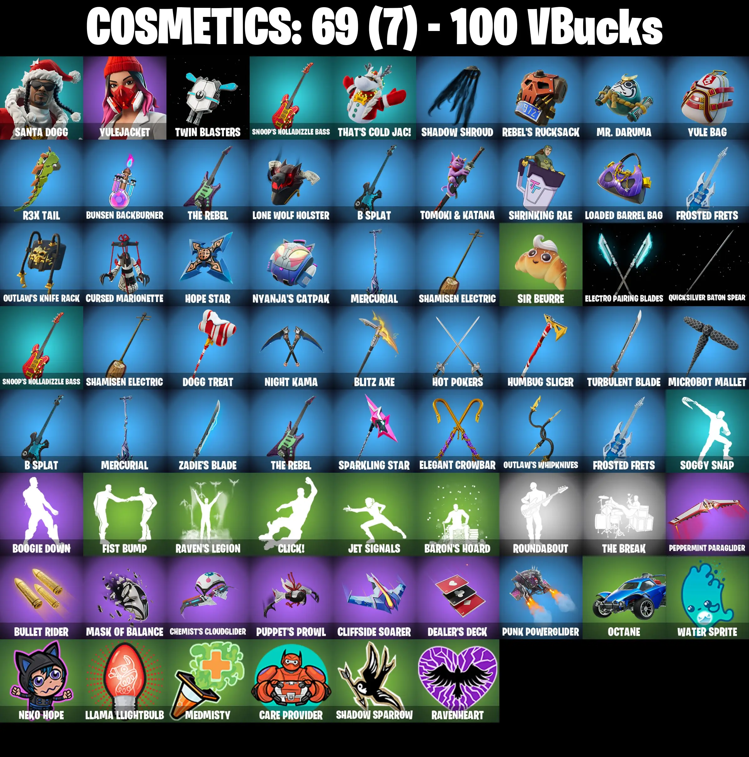 [PC/PSN/XBOX] 2 skins | Santa Dogg | Yulejacket | Twin Blasters | Snoop's Holladizzle Bass | That's Cold Jac! | Shadow Shroud | Rebel's Rucksack | 100 VB