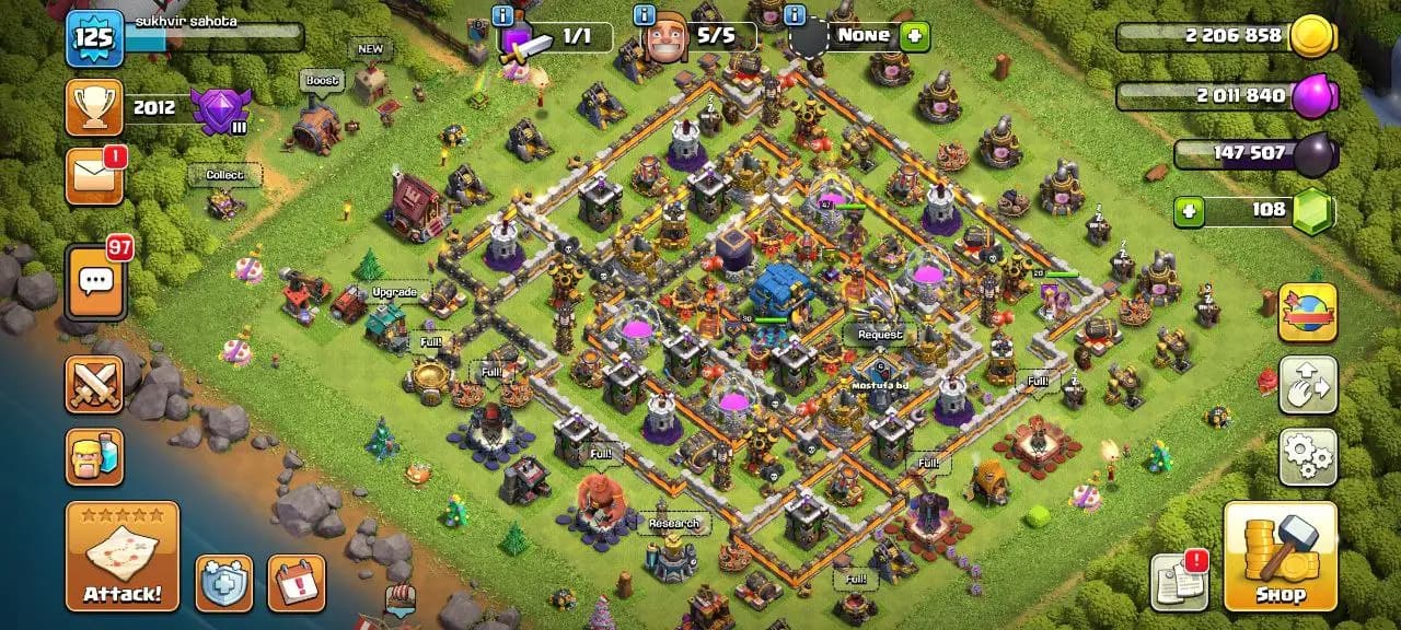 [#775] SEMI-MAX TH12 | 44-47-30-20 HEROES | SOME MAGIC ITEMS | FREE RENAME | INSTANT DELIVERY