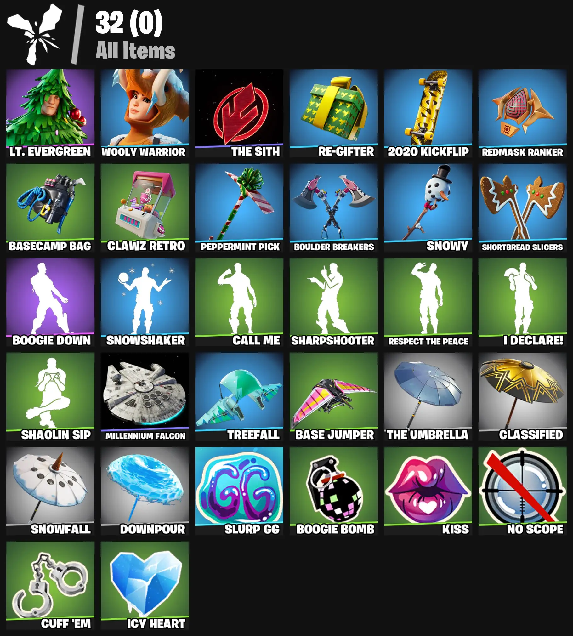 [PC/PSN/XBOX] 2 skins | Lt. Evergreen | Wooly Warrior | The Sith | Re-gifter | 2020 Kickflip | Redmask Ranker | Basecamp Bag | Clawz Retro | 0 VB
