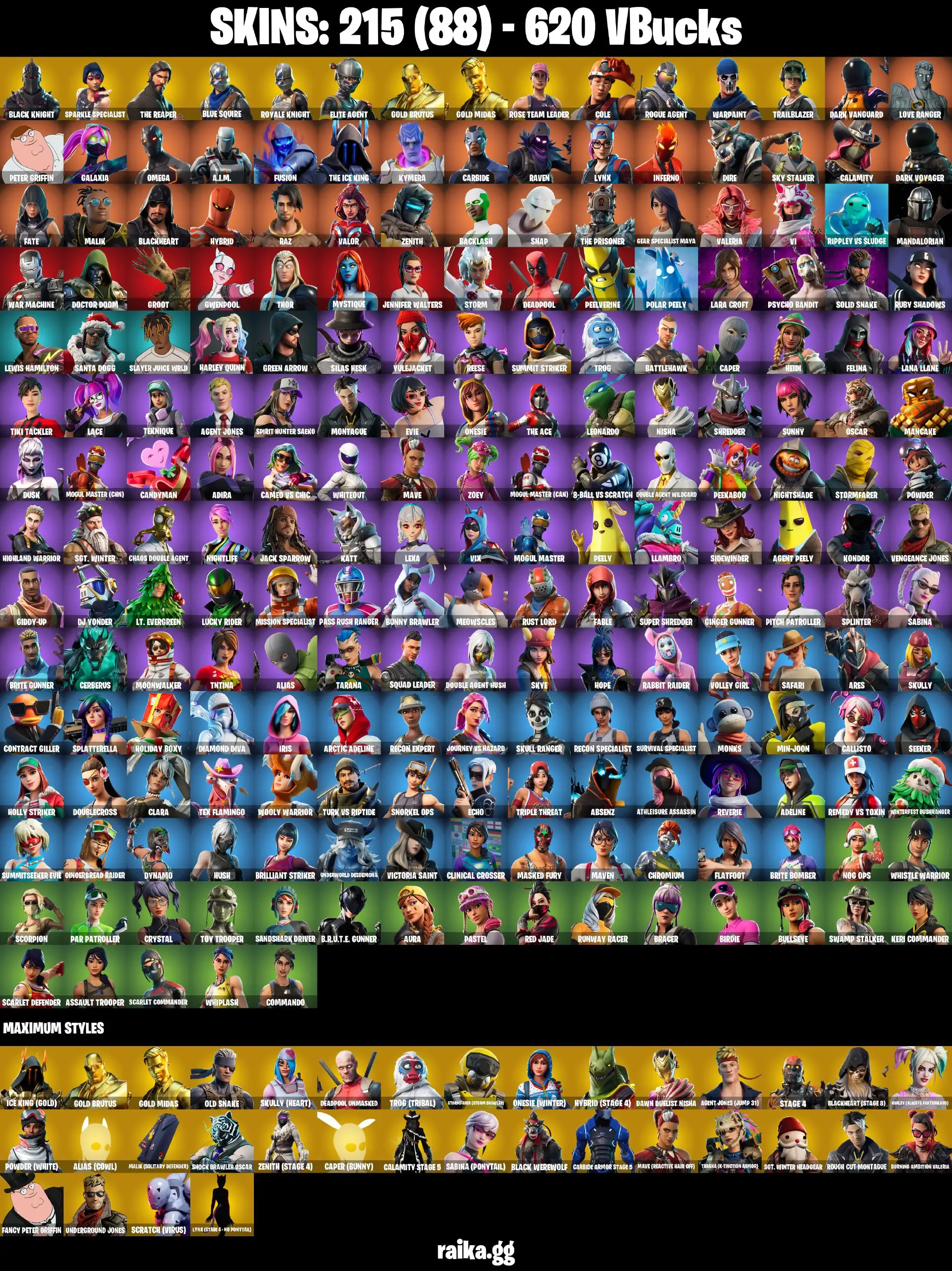 PC 215 skins | Black Knight | Psycho Bandit | Leviathan Axe | OG STW | Sparkle Specialist | The Reaper Blue Squire Royale Knight