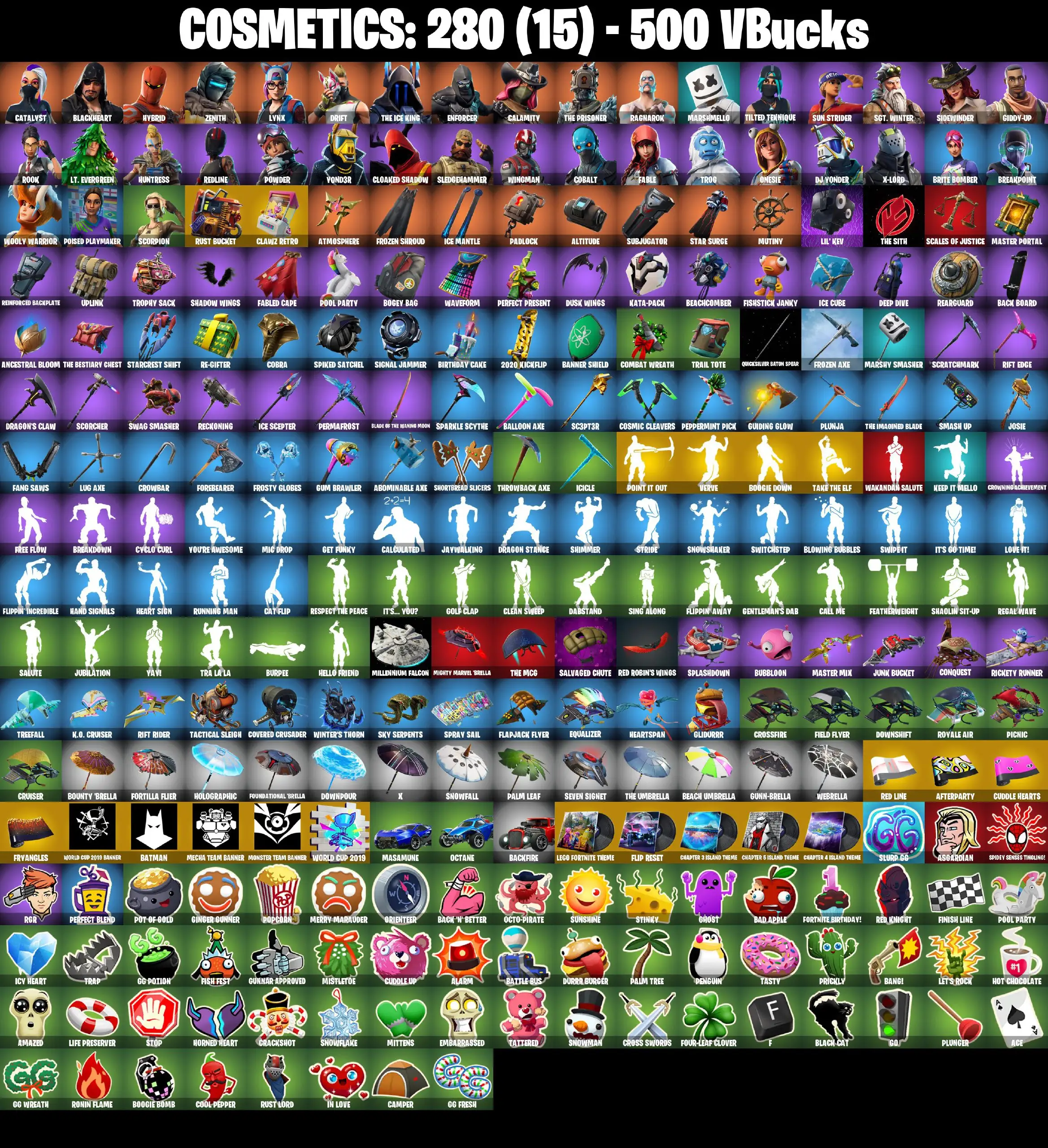 [PC/PSN/XBOX] 37 skins | Rust Bucket | Clawz Retro | Point It Out | Verve | Boogie Down | Take The Elf | World Cup 2019 Banner | Batman | Mecha Team Banner