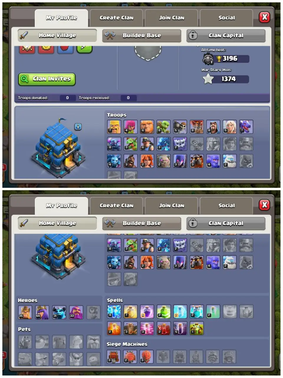 DONATION TH12 | 1374  WAR STARS AND MANY MAGIC ITEMS | HEROES 35-44-31-33| INSTANT DELIVERY