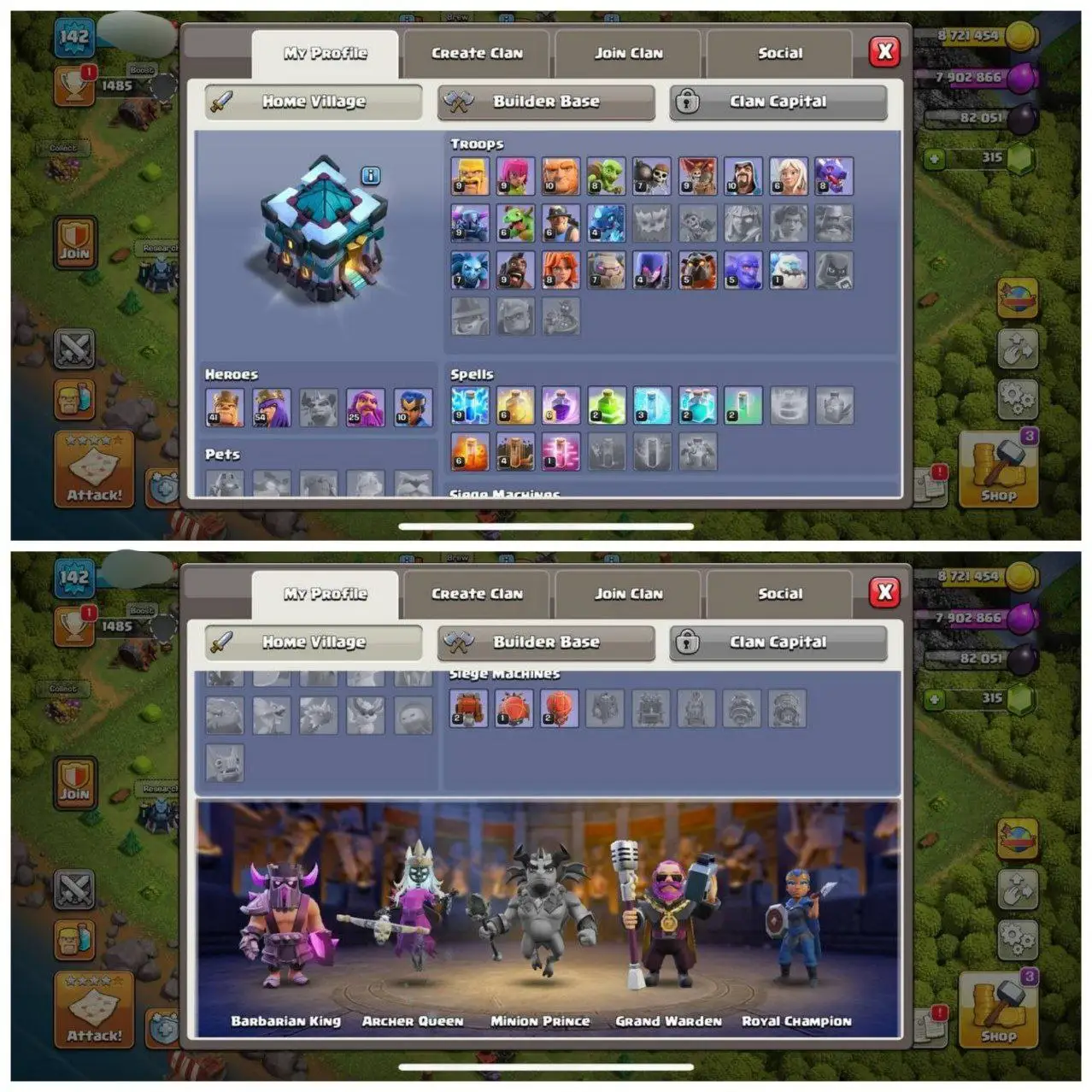 {50% DISCOUNT} TH13 SEMI MAX⚡️2 EPIC EQUIPMENTS⚡️XP-142⚡️HERO 41-54-25-10-⚡️DARK BLUE WALLS⚡️232 CWL MEDALS⚡️MAGIC ITEMS⚡️OP LAB⚡️INSTANT DELIVERY 🚚