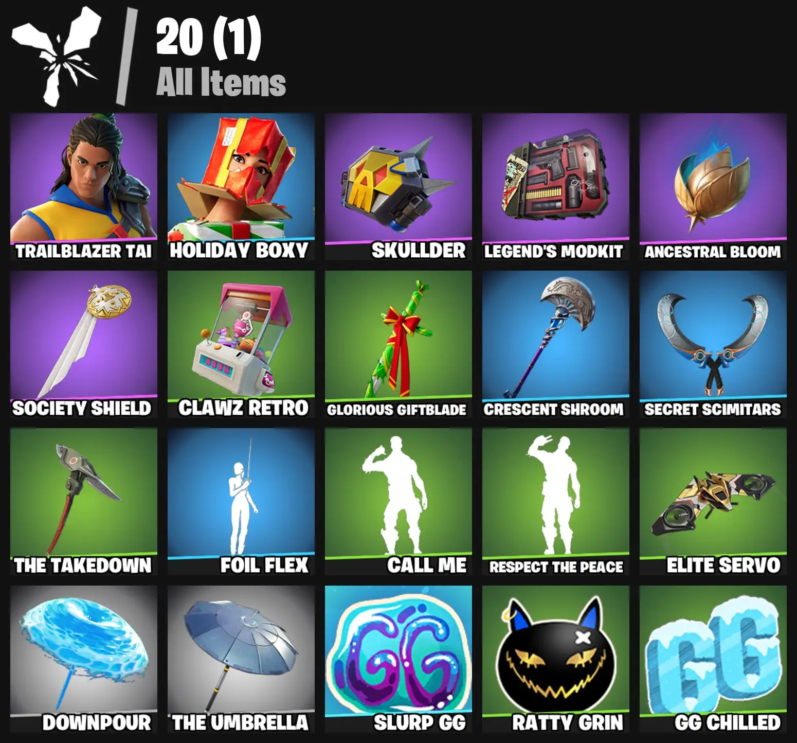 [PC/PSN/XBOX] 2 skins | Trailblazer Tai | Holiday Boxy | Skullder | Legend's Modkit | Ancestral Bloom | Society Shield | Clawz Retro | 200 VB