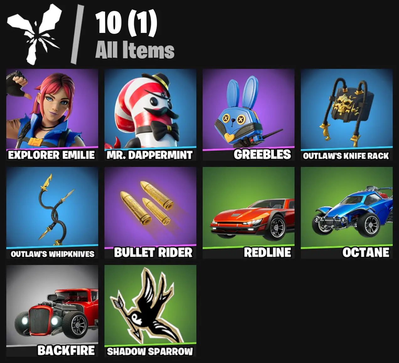 [PC/PSN/XBOX] 2 skins | Explorer Emilie | Mr. Dappermint | Greebles | Outlaw's Knife Rack | Outlaw's Whipknives | Bullet Rider | 0 VB