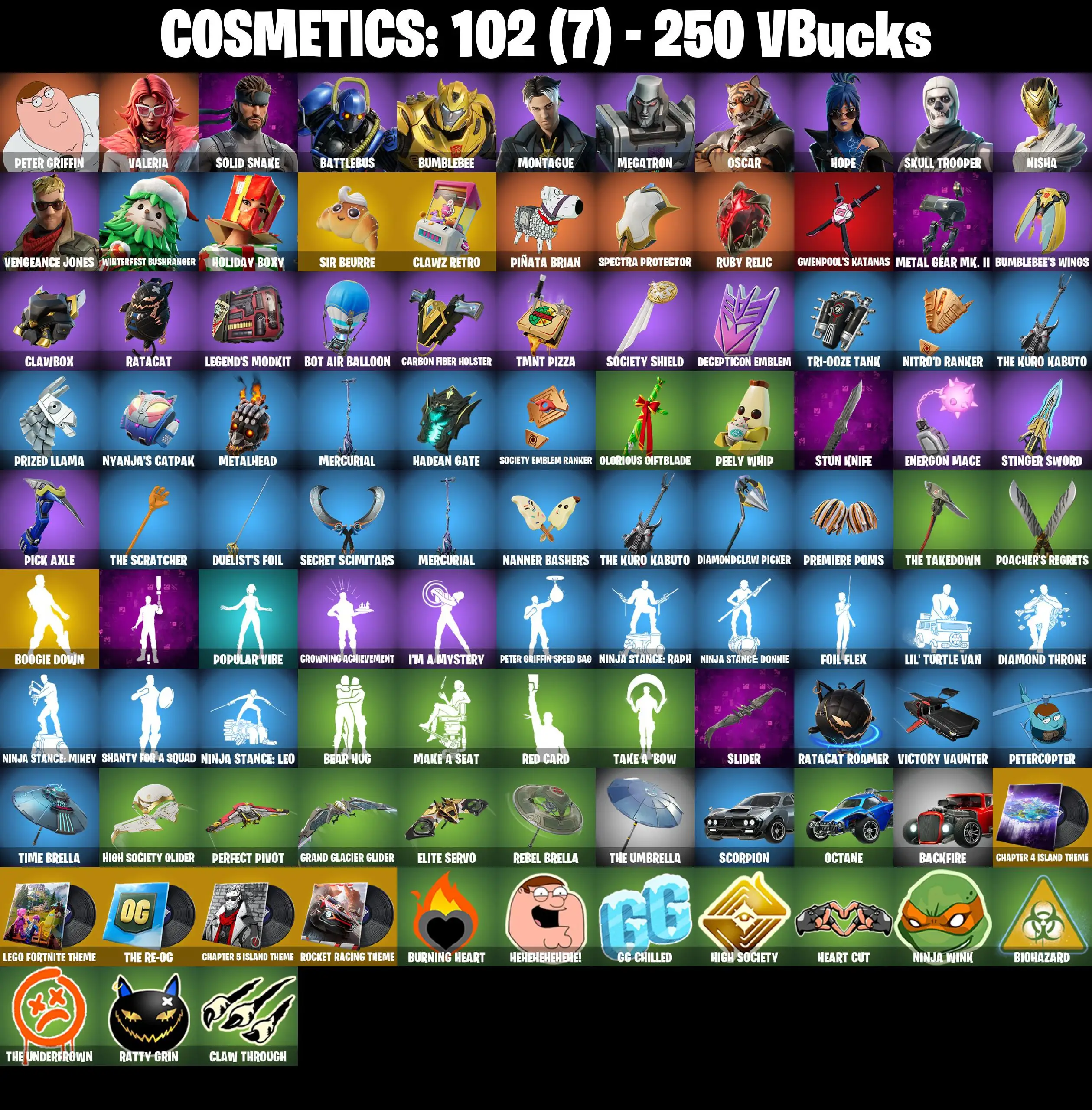 [PC/PSN/XBOX] 14 Skins | Montague | Megatron | Nisha | Valeria | Solid Snake | Bumblebee | Oscar | Winterfest Bushranger