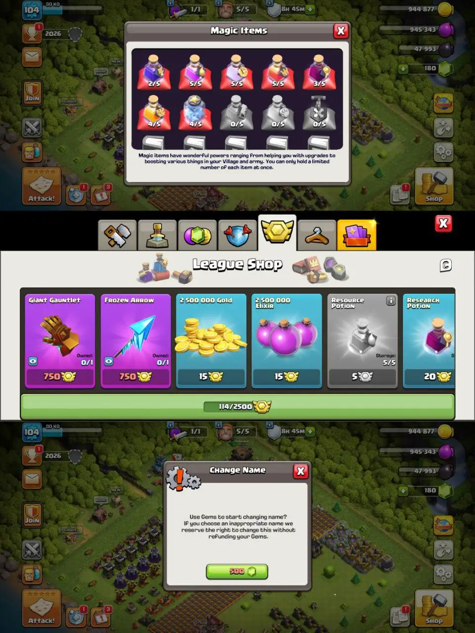 [#805] SEMI-MAX TH 11 | 43-43-28-18 HEROES | SOME MAGIC ITEMS | 114 CWL MEDALS | 500 RENAME | INSTANT DELIVERY