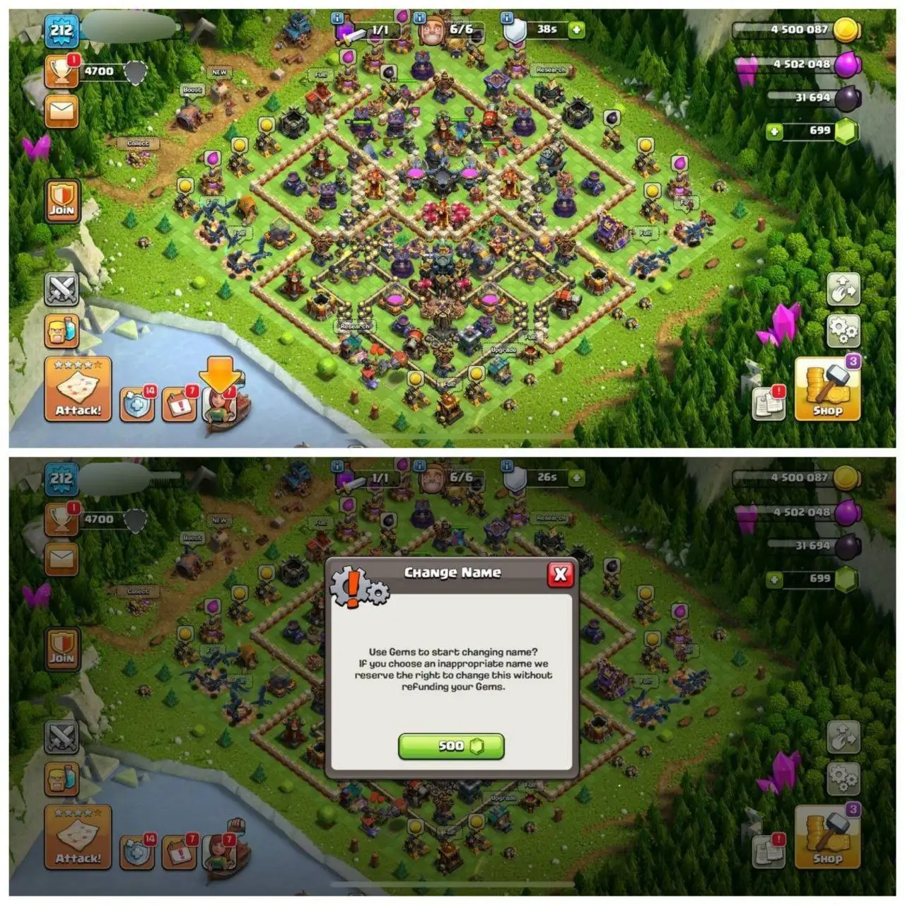 {69% DISCOUNT} TH17 NEAR MAX⚡️XP- 212 ⚡️7 EPIC EQUIPMENTS⚡️HERO 86-91-62-59-34⚡️GOLDEN WALLS ⚡️699 GEMS ⚡️6 SKINS⚡️MAGIC ITEMS⚡️NC 500⚡️OP LAB ⚡️INSTANT DELIVERY 🚚