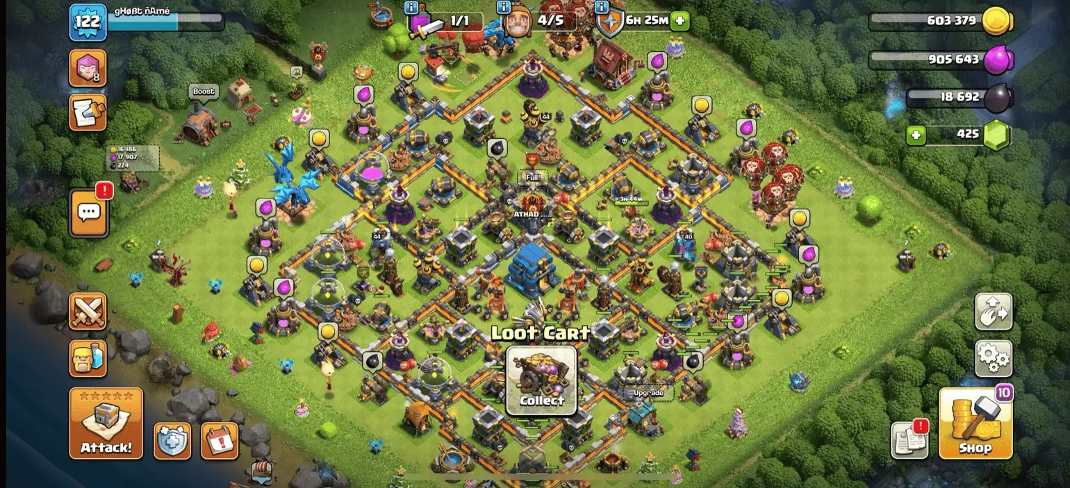 🔥 TH12 • Lvl 122 • Queen 46 • King 44 • Warden 40 (MAX) • Good Walls • Strong Army • Clean Account 🔥