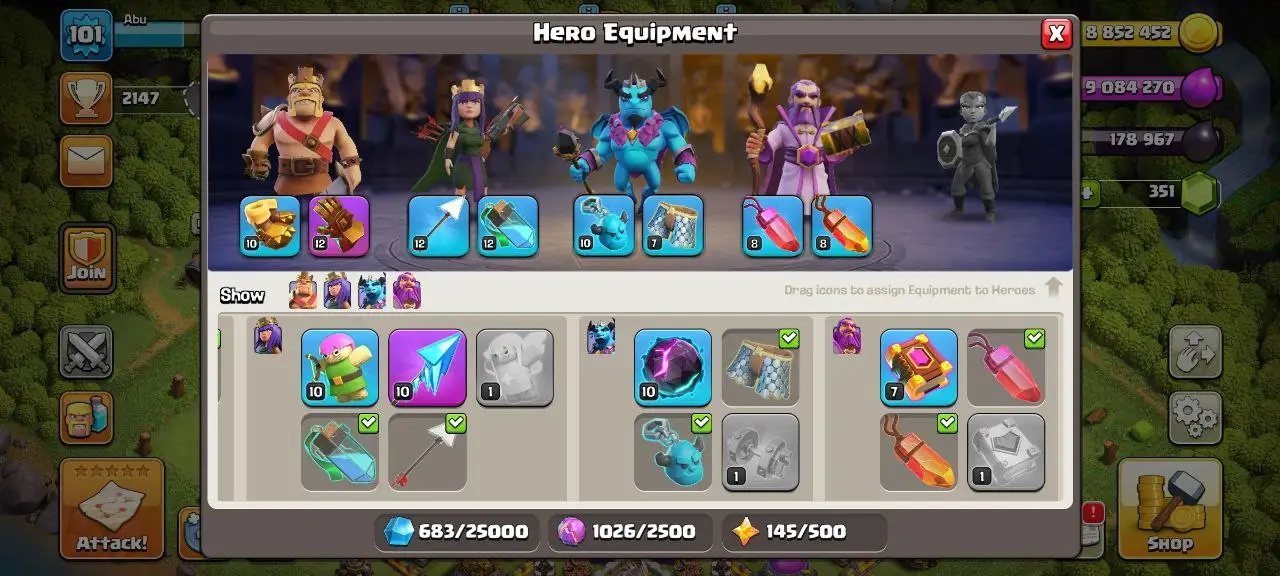 [#691] SEMI-MAX TH 11 | 41-42-21-18 HEROES | FREE RENAME | BEST EQUIPMENT | INSTANT DELIVERY