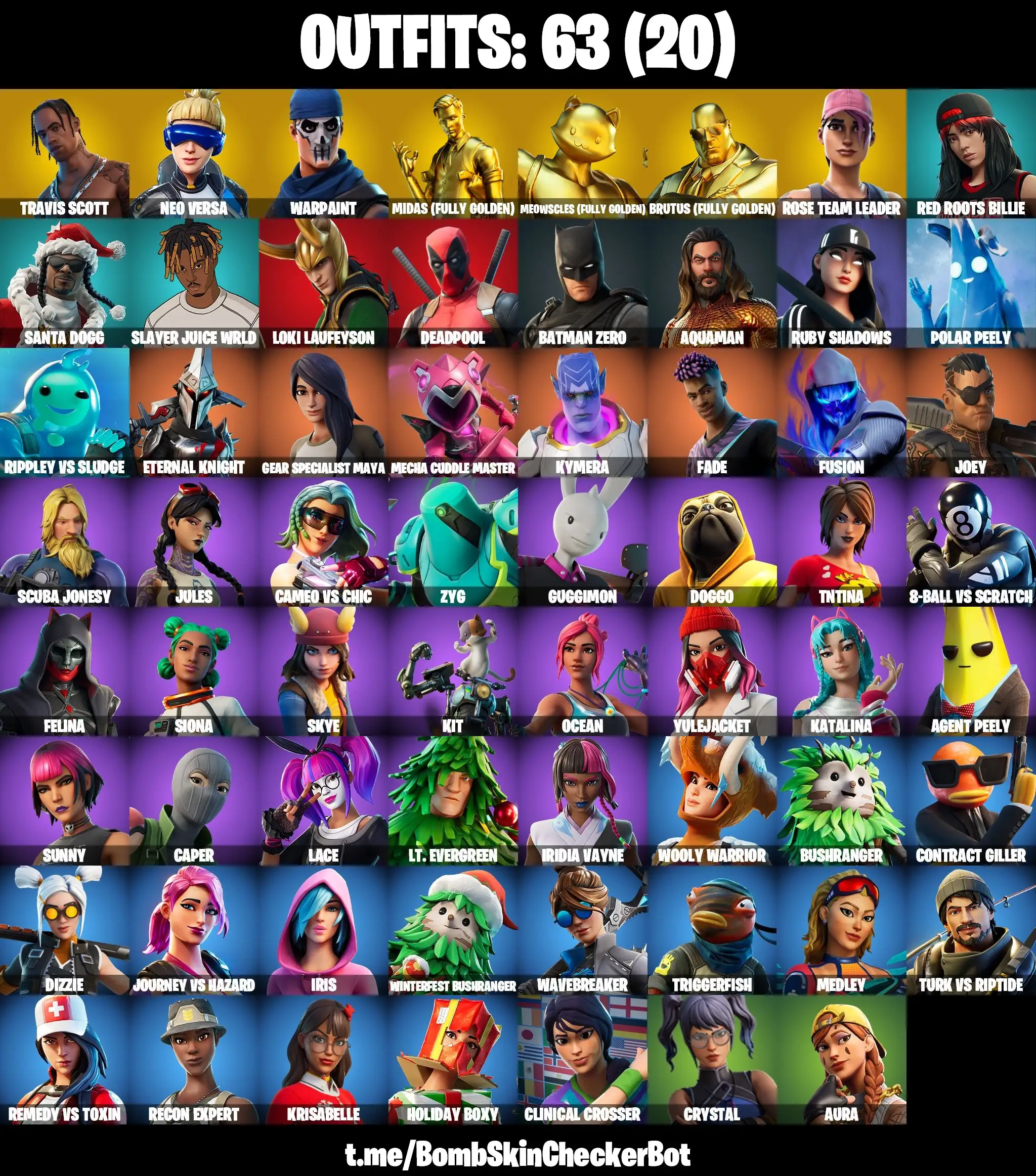 【63 SKINS】 TRAVIS SCOTT❤️GOLD MIDAS ❤️ OG STW❤️ NEO VERSA ❤️   (PC/PSN/XBOX)