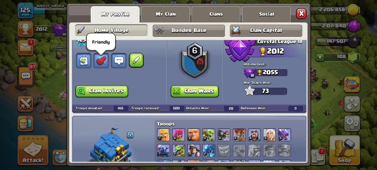 [#775] SEMI-MAX TH12 | 44-47-30-20 HEROES | SOME MAGIC ITEMS | FREE RENAME | INSTANT DELIVERY