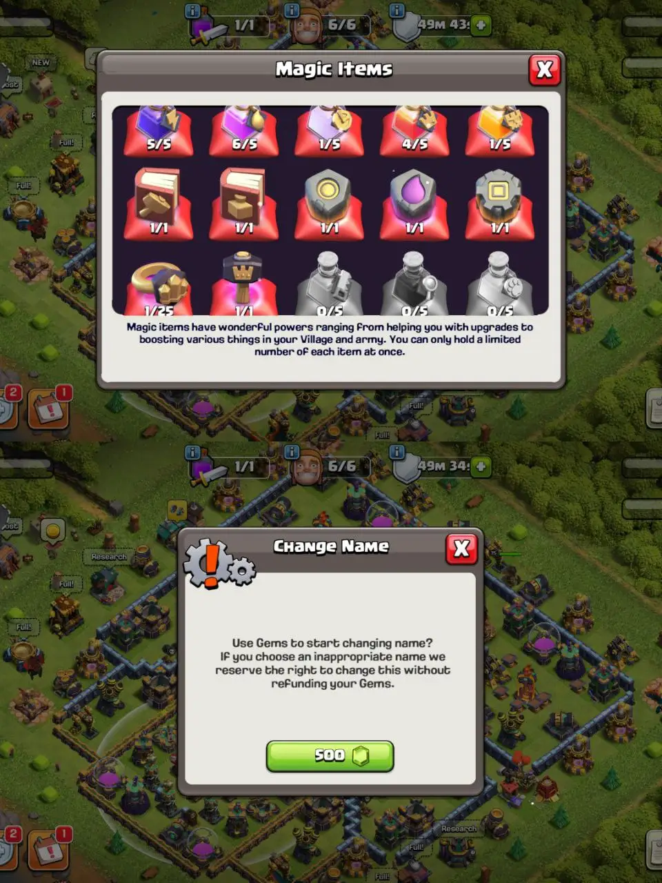 [#643] ALMOST MAX TH 14 | 75-75-40-55-25 HEROES | STACKED MAGIC ITEMS | 500 RENAME | BEST EQUIPMENT | 6 HEROES SKIN | INSTANT DELIVERY