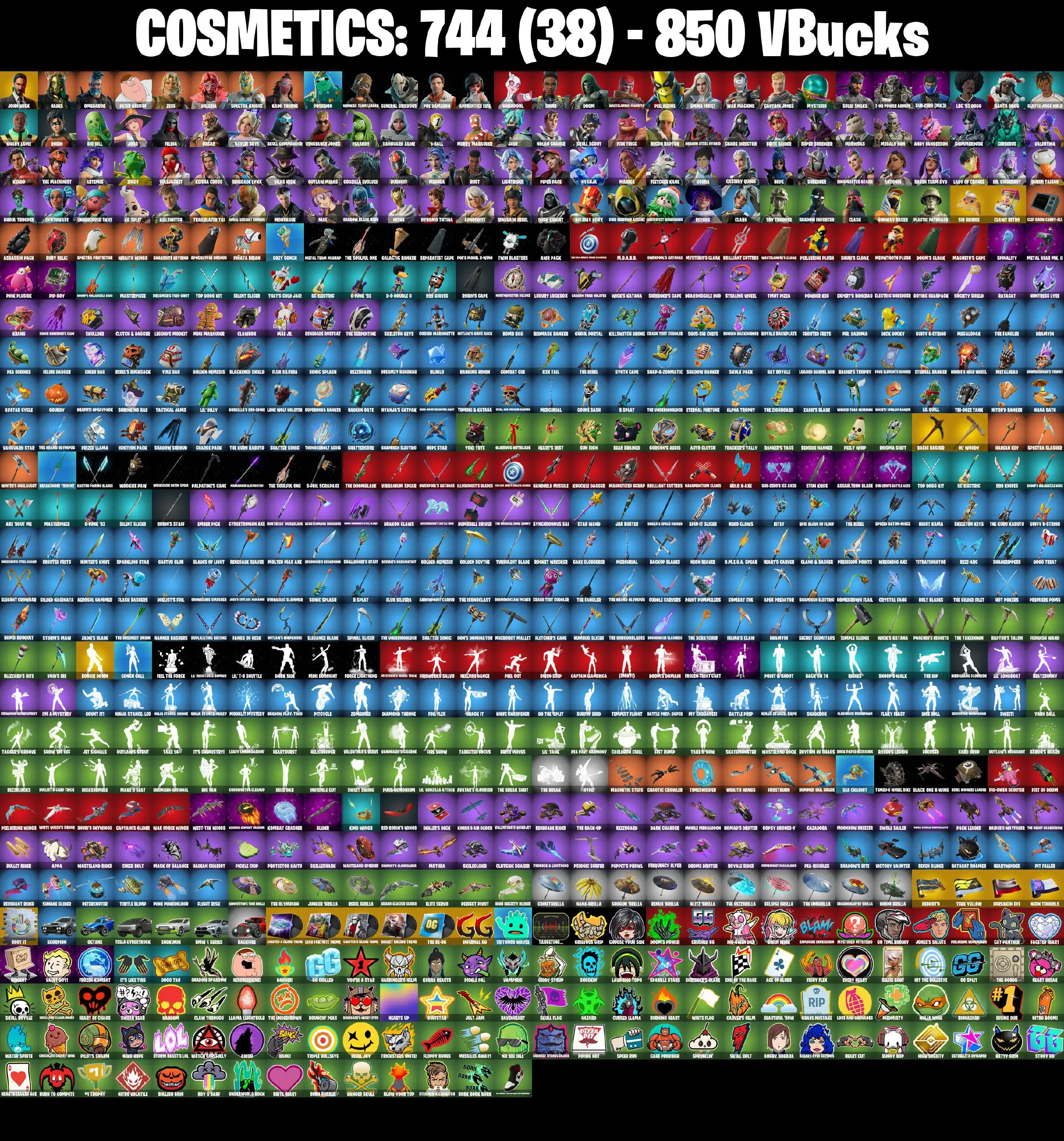 [PC/PSN/XBOX] 109 skins | John Wick | Sir Beurre | Clawz Retro | Basic Basher | Ol' Woody | Boogie Down | Hades | Omegarok | Peter Griffin | Zeus | Valeria