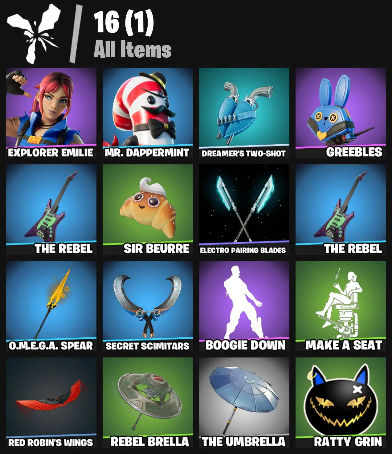 [PC/PSN/XBOX] 2 skins | Explorer Emilie | Mr. Dappermint | Dreamer's Two-Shot | Greebles | The Rebel | Sir Beurre | Electro Pairing Blades | 100 VB