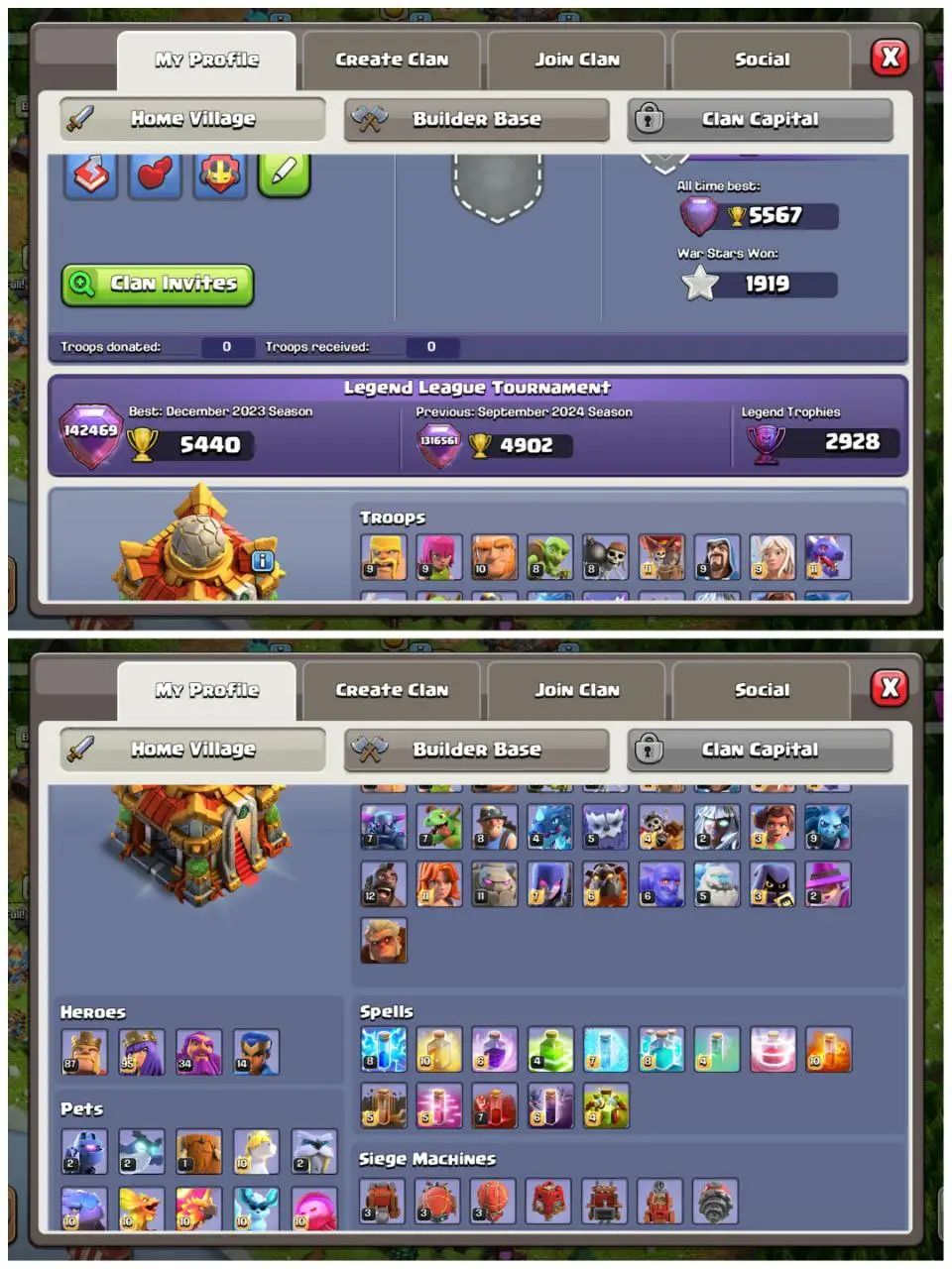 💥 TH16 ACCOUNT | 238 XP | 4641 GEMS | LOADED MAGIC ITEMS ⚡️ | HEROES 87/95/34/14 | SB-20 GG-23 FA-20 MM-7 LP-1 FB-14 RS-8 | INSTANT DELIVERY ✅
