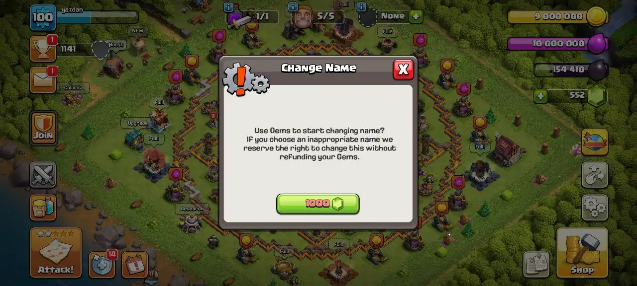 [#822]  SEMI-MAX TH 11 | SOME MAGIC ITEMS | 1000 RENAME | 36-37-28-11 HEROES | INSTANT DELIVERY