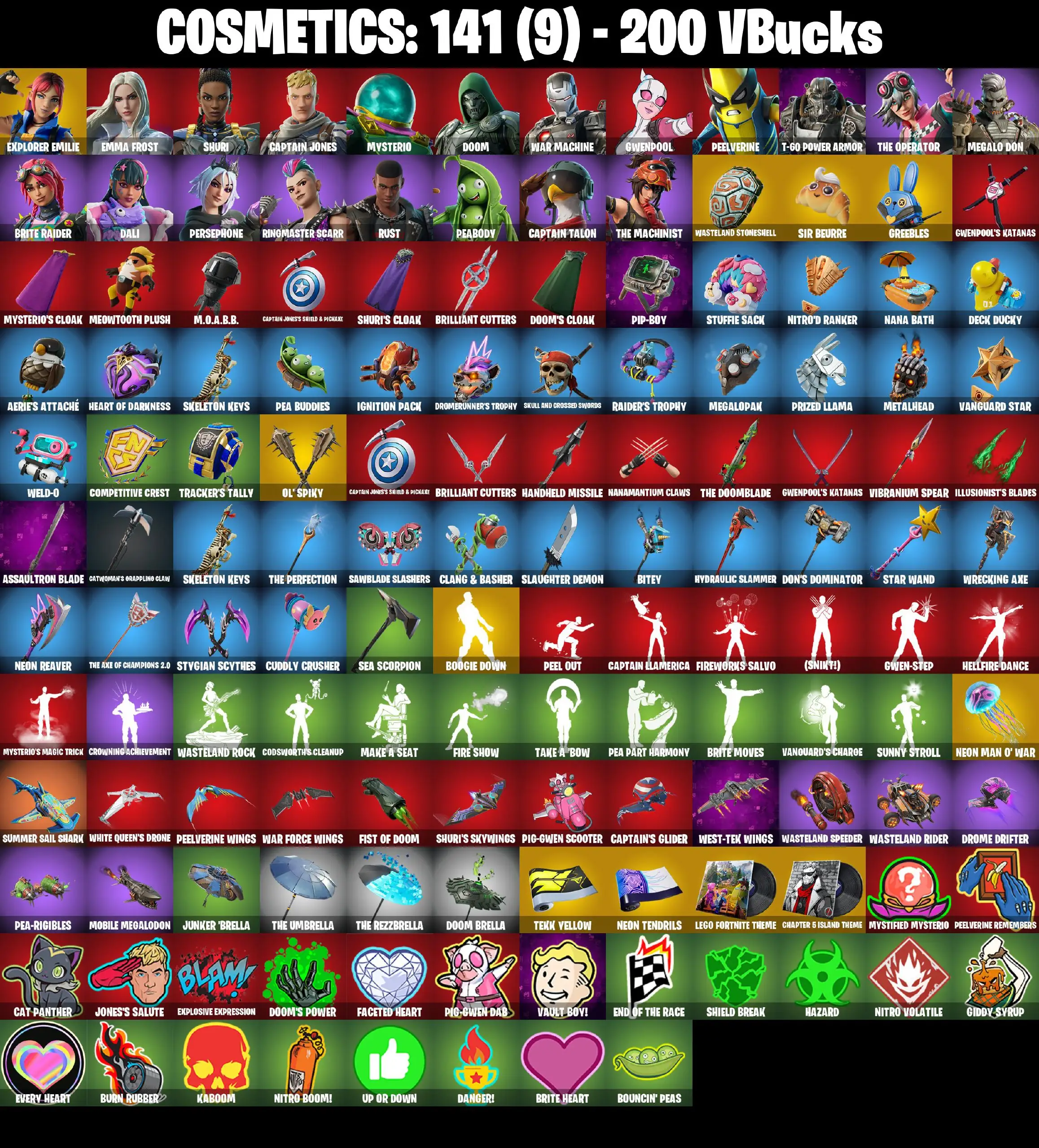 [PC/PSN/XBOX] 20 SKINS / PEELVERINE / DOOM / SHURI / CAPTAIN JONES / GWENPOOL / MYSTERIO / WAR MACHINE / EMMA FROST / T-60 POWER ARMOR /