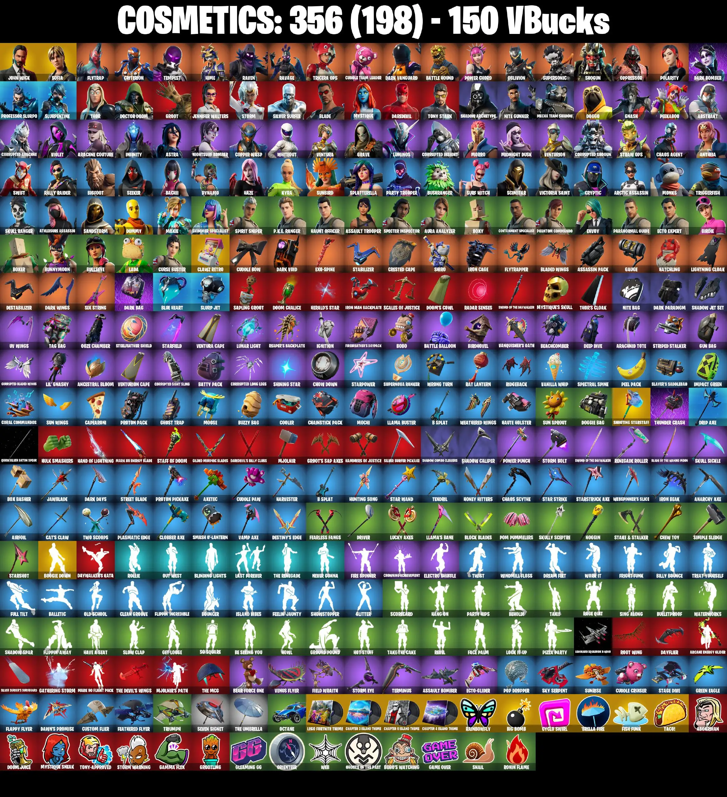 [PC/PSN/XBOX] 100 skins | John Wick | Sofia | Clawz Retro | Shooting Starstaff | Boogie Down | Flytrap | Criterion | Tempest | Hime | Raven | Ravage