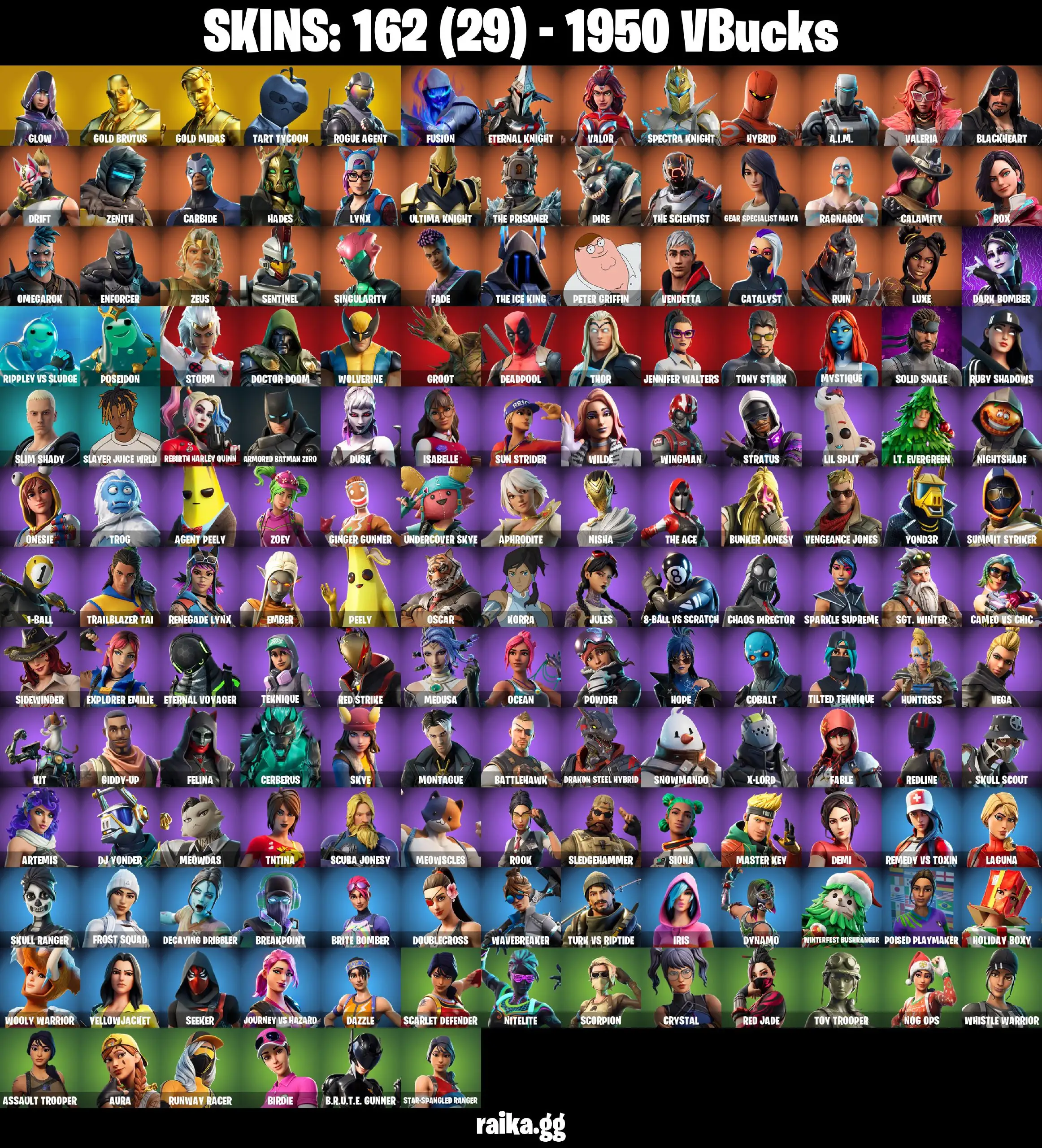 [PC/PSN/XBOX] 162 skins | Glow | Gold Midas | Gold Brutus | Rogue Agent | Fusion | Gear Specialist Maya | Zenith | Catalyst | 1700 VB