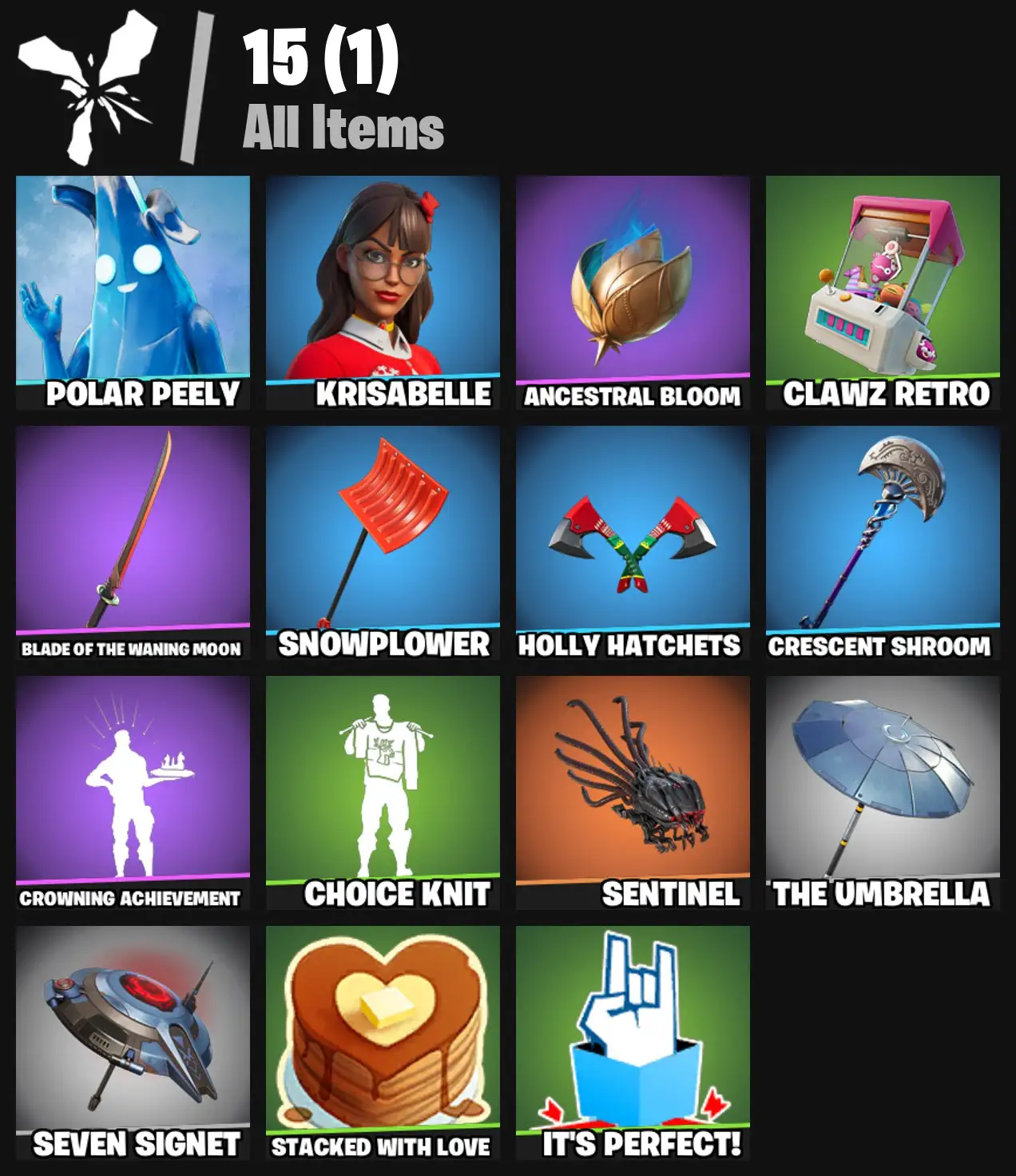 [PC/PSN/XBOX] 2 skins | Polar Peely | Krisabelle | Ancestral Bloom | Clawz Retro | Blade of the Waning Moon | Snowplower | Holly Hatchets | 100 VB