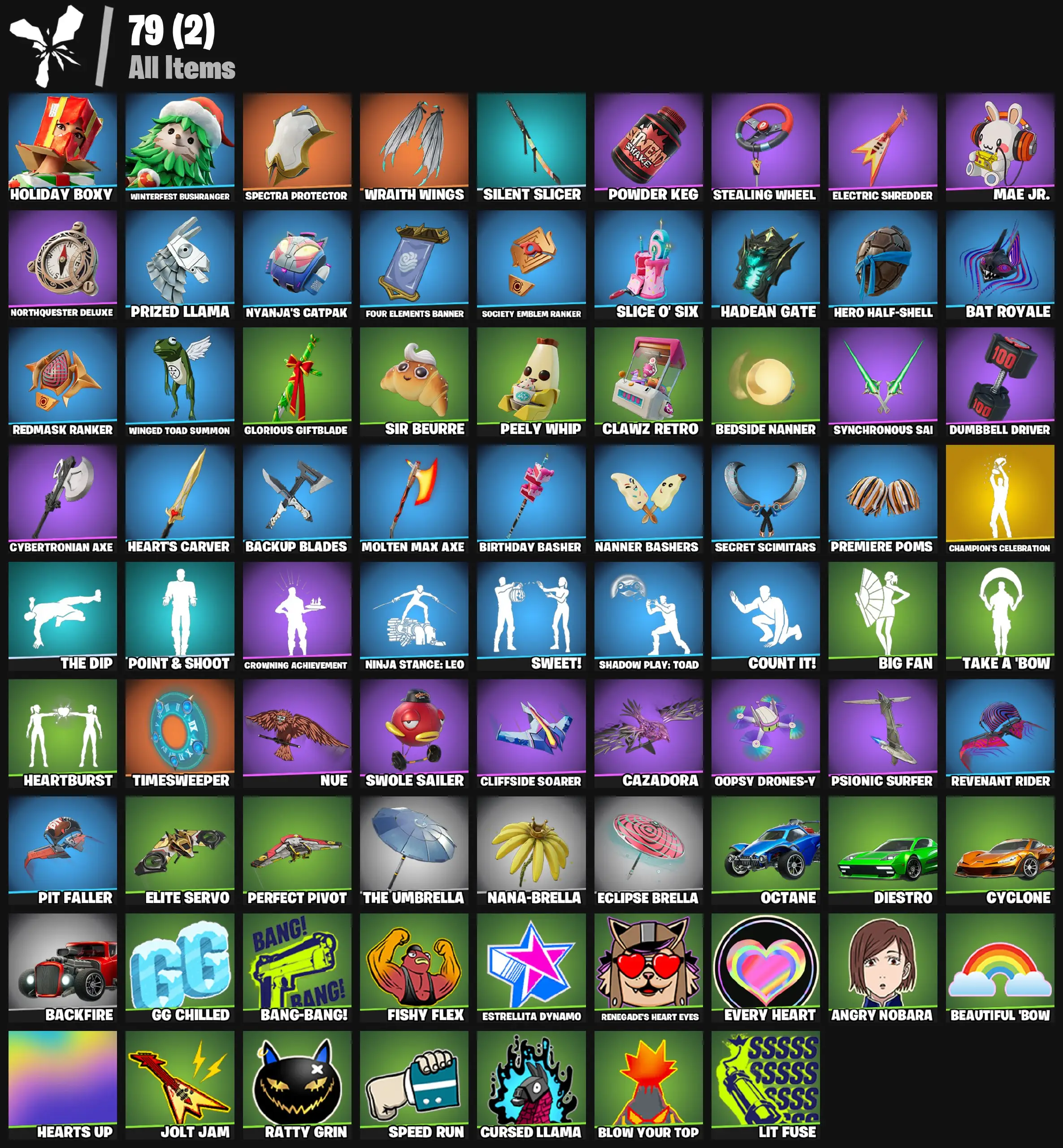 [PC/PSN/XBOX] 2 skins | Champion's Celebration | Holiday Boxy | Winterfest Bushranger | Spectra Protector | Wraith Wings | Silent Slicer | Powder Keg | 0 VB