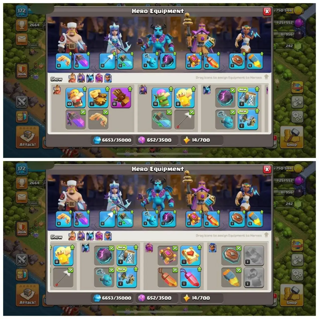 {CRAZY ACCOUNT} TH13 SEMI MAX⚡️XP- 172⚡️HERO 64-70-42-46-10⚡️BLUE WALLS⚡️HEROES SKINS⚡️MAGIC ITEMS⚡️OP LAB⚡️INSTANT DELIVERY 🚚