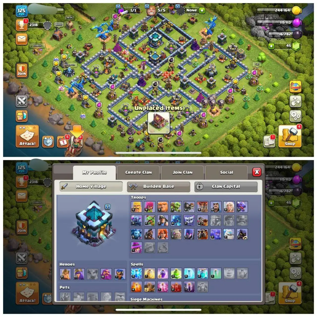 {CRAZY ACCOUNT} TH13 SEMI MAX⚡️XP-125⚡️HERO 21-60-18-7⚡️ BLUE WALLS⚡️OP LAB⚡️INSTANT DELIVERY 🚚