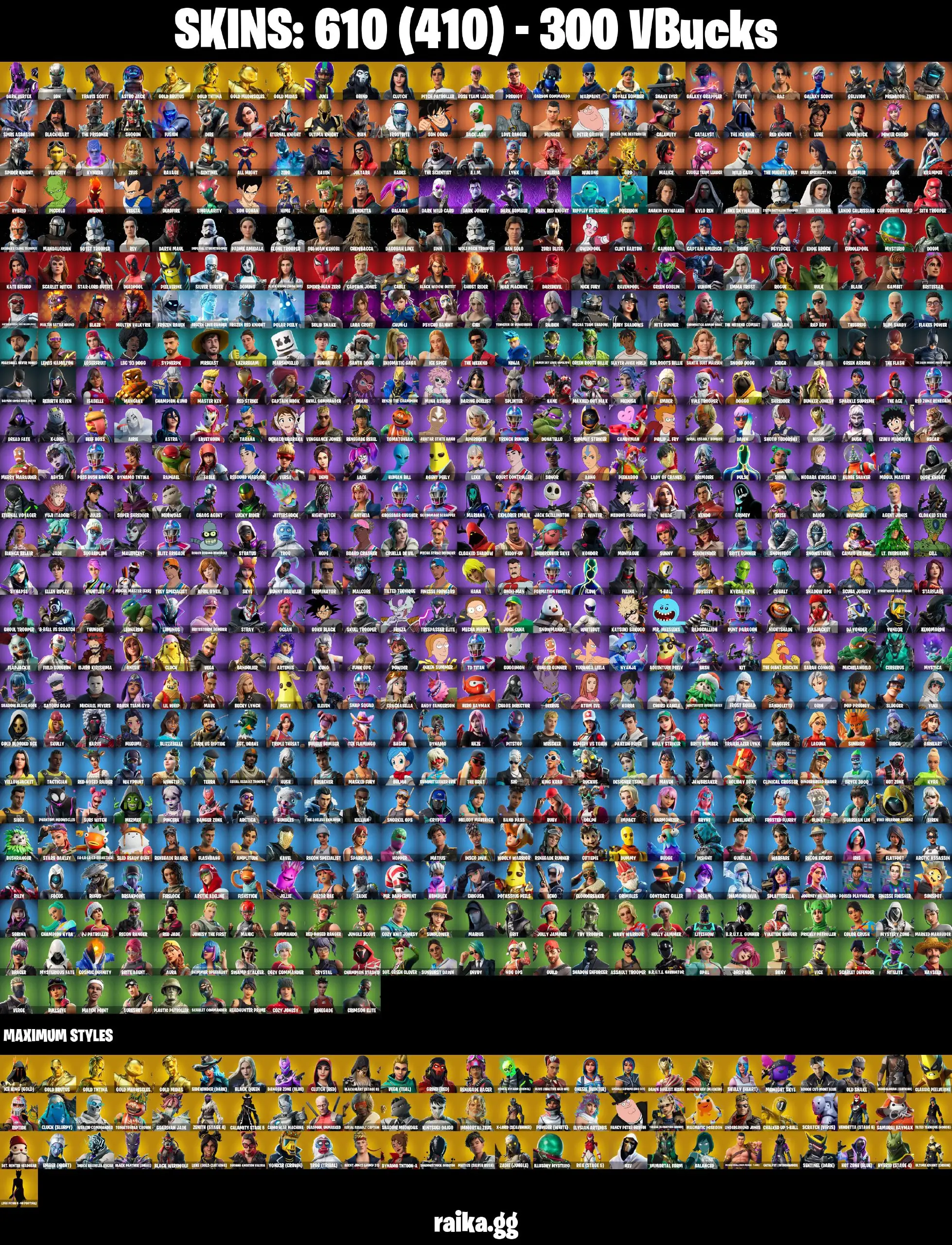 [PC] 609 skins | Travis Scott | Psycho Bandit | Leviathan Axe | Eon | OG STW | Dark Vertex | Astro Jack | Chun-Li | Gold Brutus | Gold Midas 