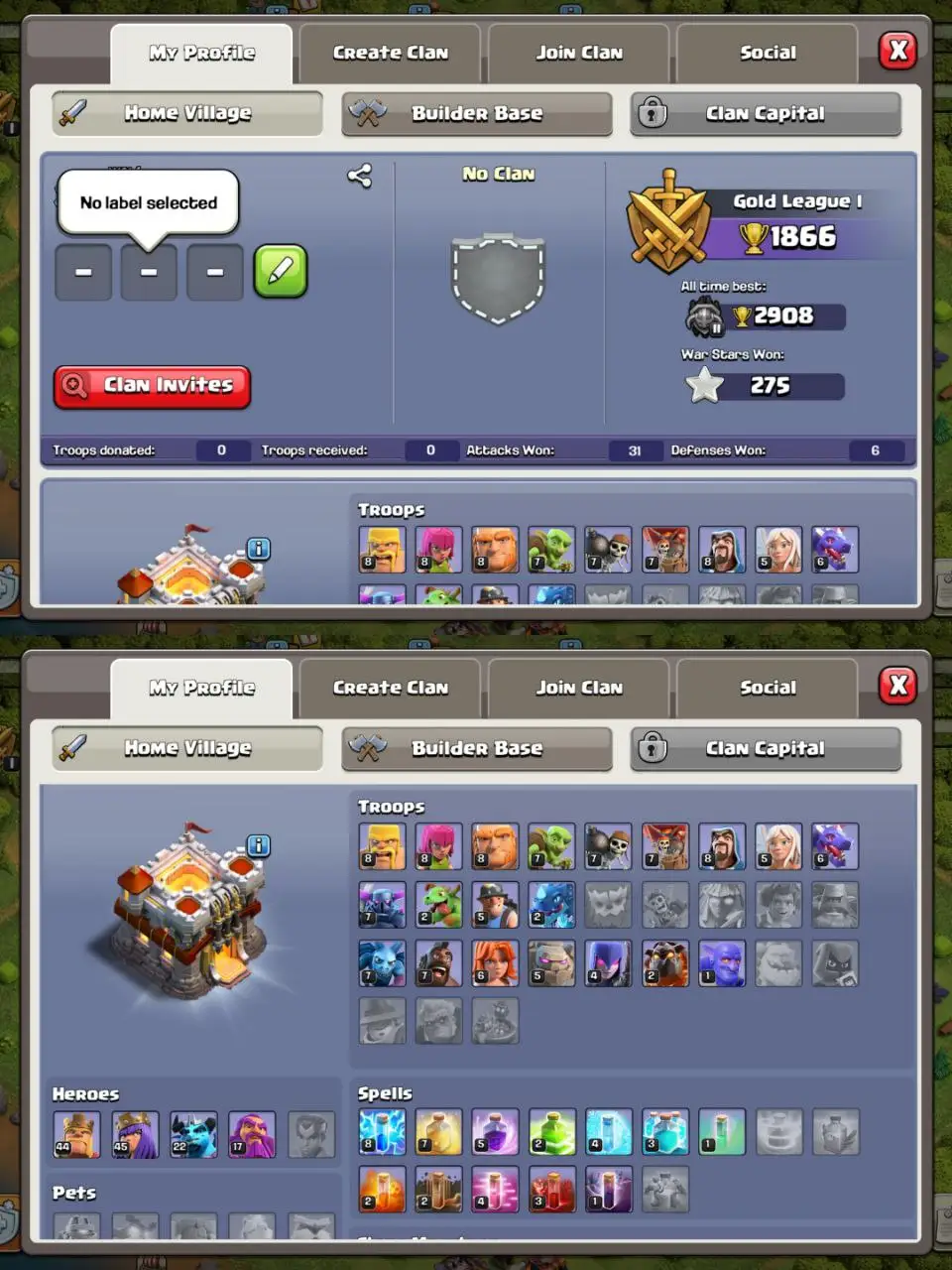 [#794] SEMI-MAX TH 11 | 44-45-22-17 HEROES | SOME MAGIC ITEMS | 1000 RENAME | 104 CWL MEDALS | INSTANT DELIVERY