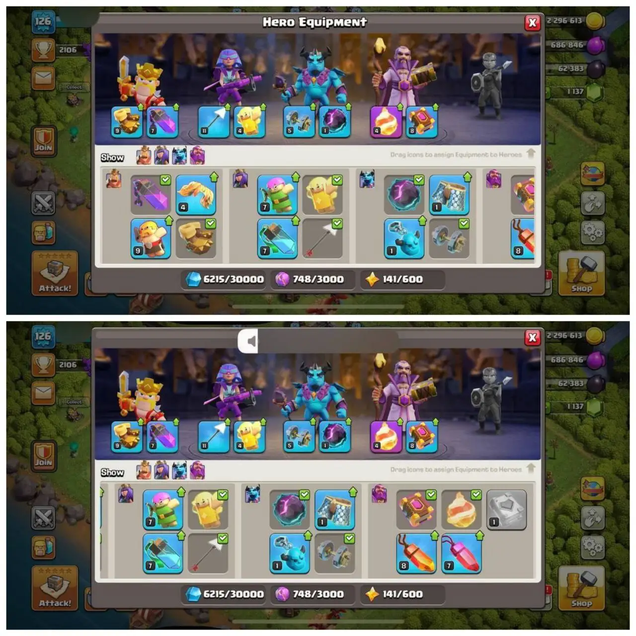 {CRAZY ACCOUNT} TH12 SEMI MAX⚡️XP- 126⚡️HERO 49-53-32-26⚡️WHITE WALLS⚡️DECENT EQUIPMENTS⚡️NC 500⚡️MAGIC ITEMS⚡️2 SKINS⚡️INSTANT DELIVERY 🚚