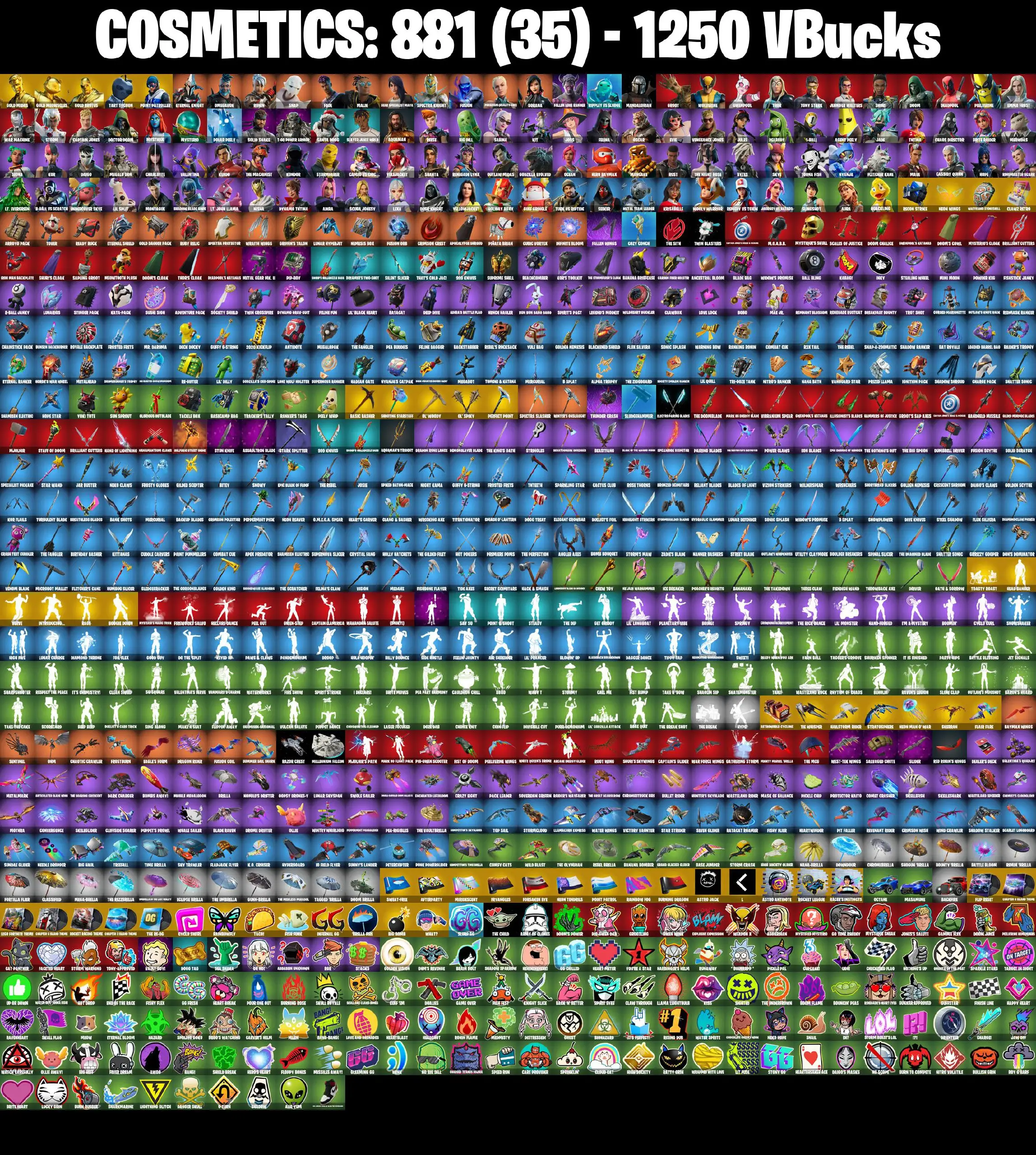 [PC/PSN/XBOX] 116 skins | Gold Midas | Gold Meowscles | Gold Brutus | Tart Tycoon | Point Patroller | Recon Strike | Neon Wings | Wasteland Stoneshellc