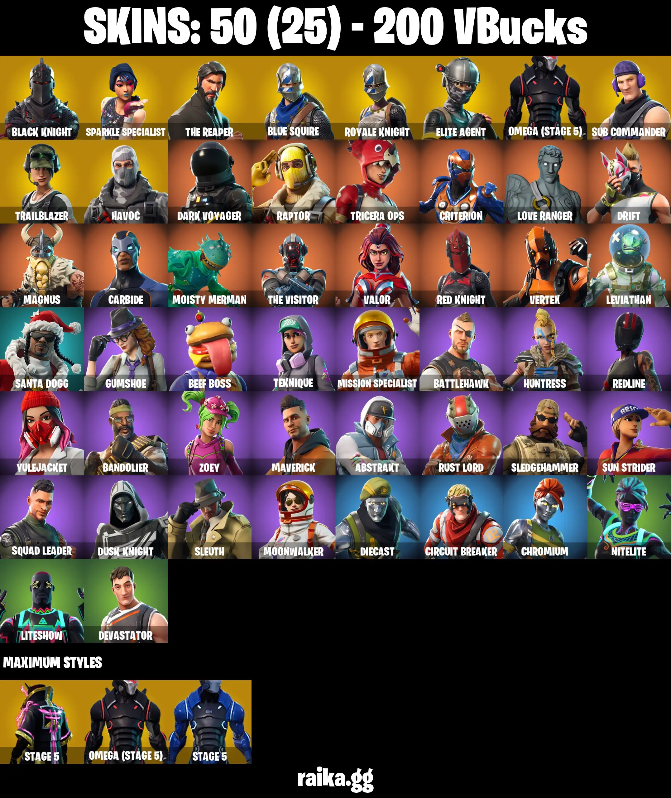 [PC/PSN/XBOX] 45 skins | Black Knight | Sparkle Specialist | The Reaper | Blue Squire | Royale Knight | Elite Agent | Keri Commander | 50 VB