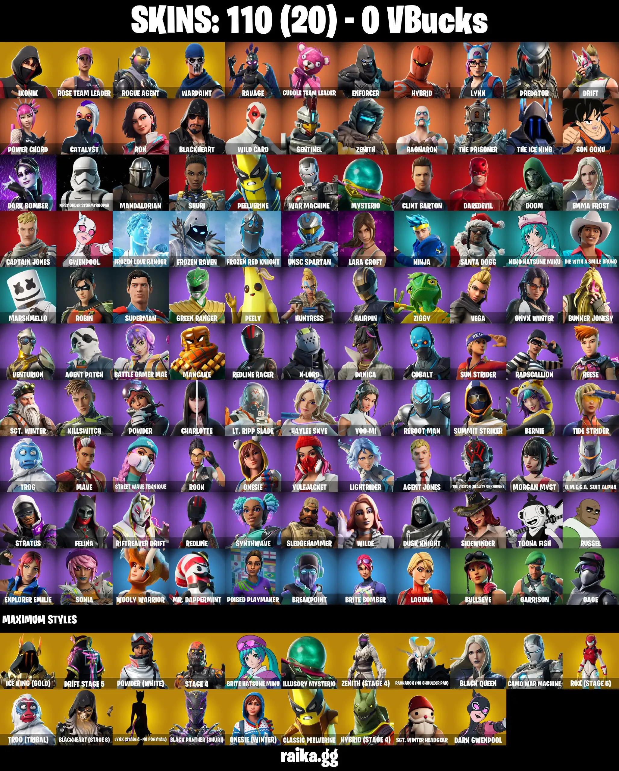 PC/XBOX 110 skins | IKONIK | OG STW | Rogue Agent | Rox | Sentinel | The Prisoner | The Ice King | Drift | Enforcer | Ravage