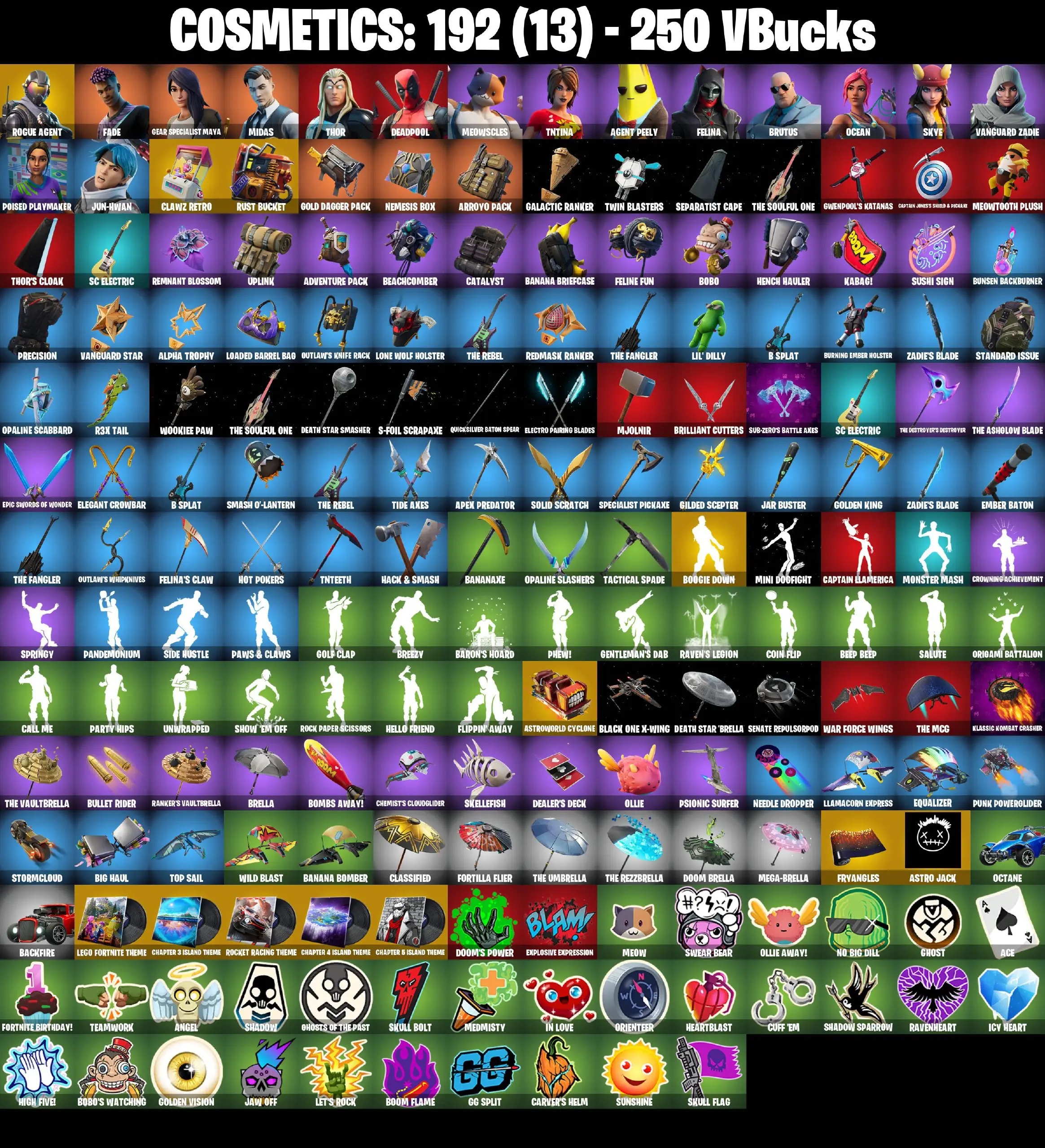 [PC/PSN/XBOX] 16 skins | Rogue Agent | Clawz Retro | Rust Bucket | Boogie Down | Astroworld Cyclone | Astro Jack | Fade | Gear Specialist Maya | Midas | Thor
