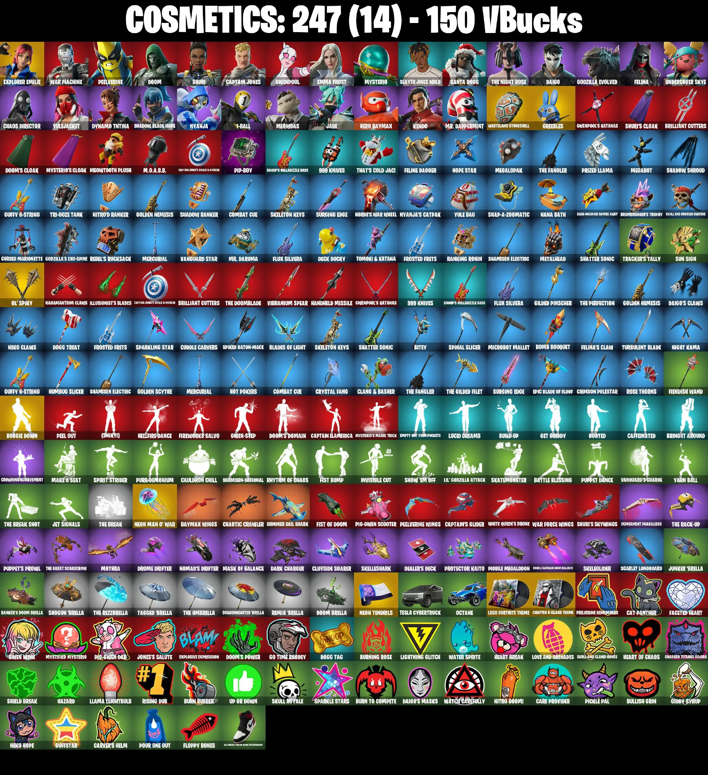 [PC/PSN/XBOX] 27 Skins | Shadow Blade Hope | Gwenpool | Santa Dogg | 1-Ball | Captain Jones | Yulejacket | Kendo | War Machine
