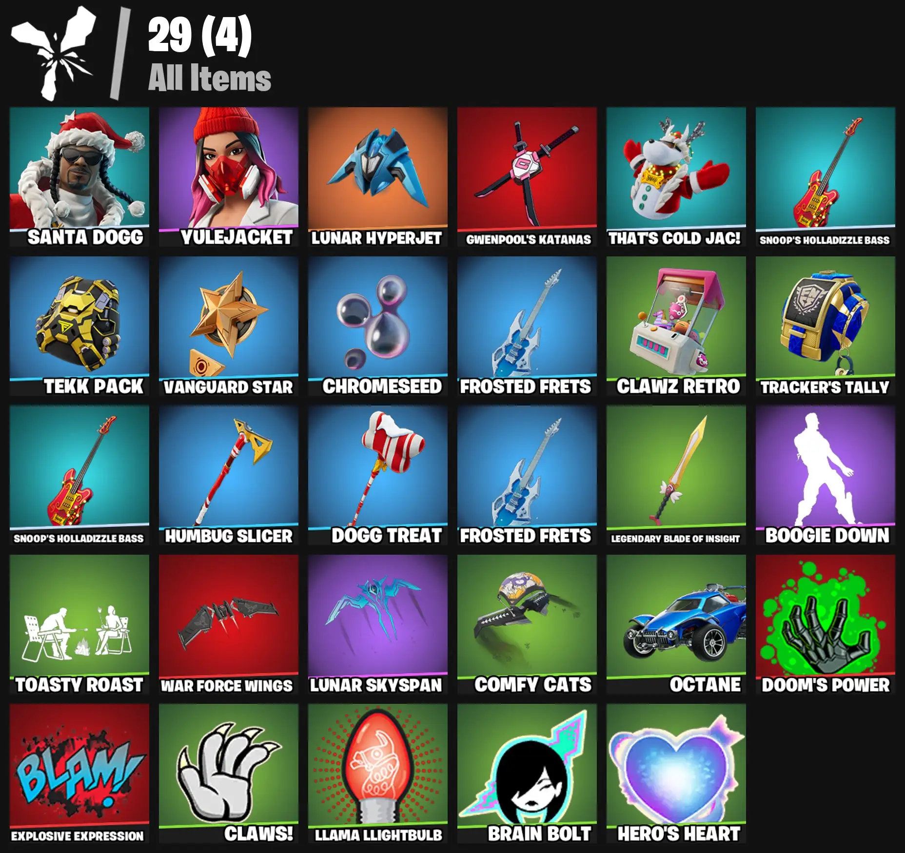 [PC/PSN/XBOX] 2 skins | Santa Dogg | Yulejacket | Lunar Hyperjet | Gwenpool's Katanas | That's Cold Jac! | Snoop's Holladizzle Bass | Tekk Pack | 300 VB