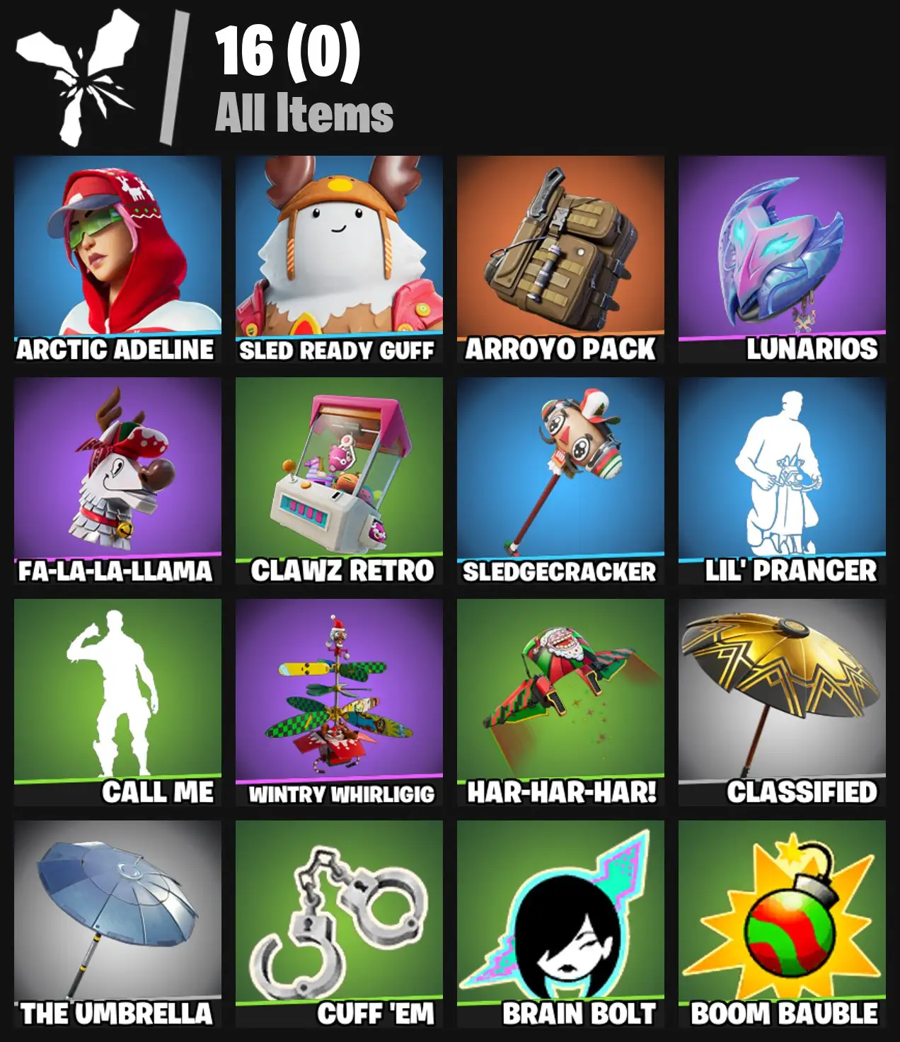 [PC/PSN/XBOX] 2 skins | Arctic Adeline | Sled Ready Guff | Arroyo Pack | Lunarios | Fa-la-la-Llama | Clawz Retro | Sledgecracker | Lil' Prancer | 100 VB