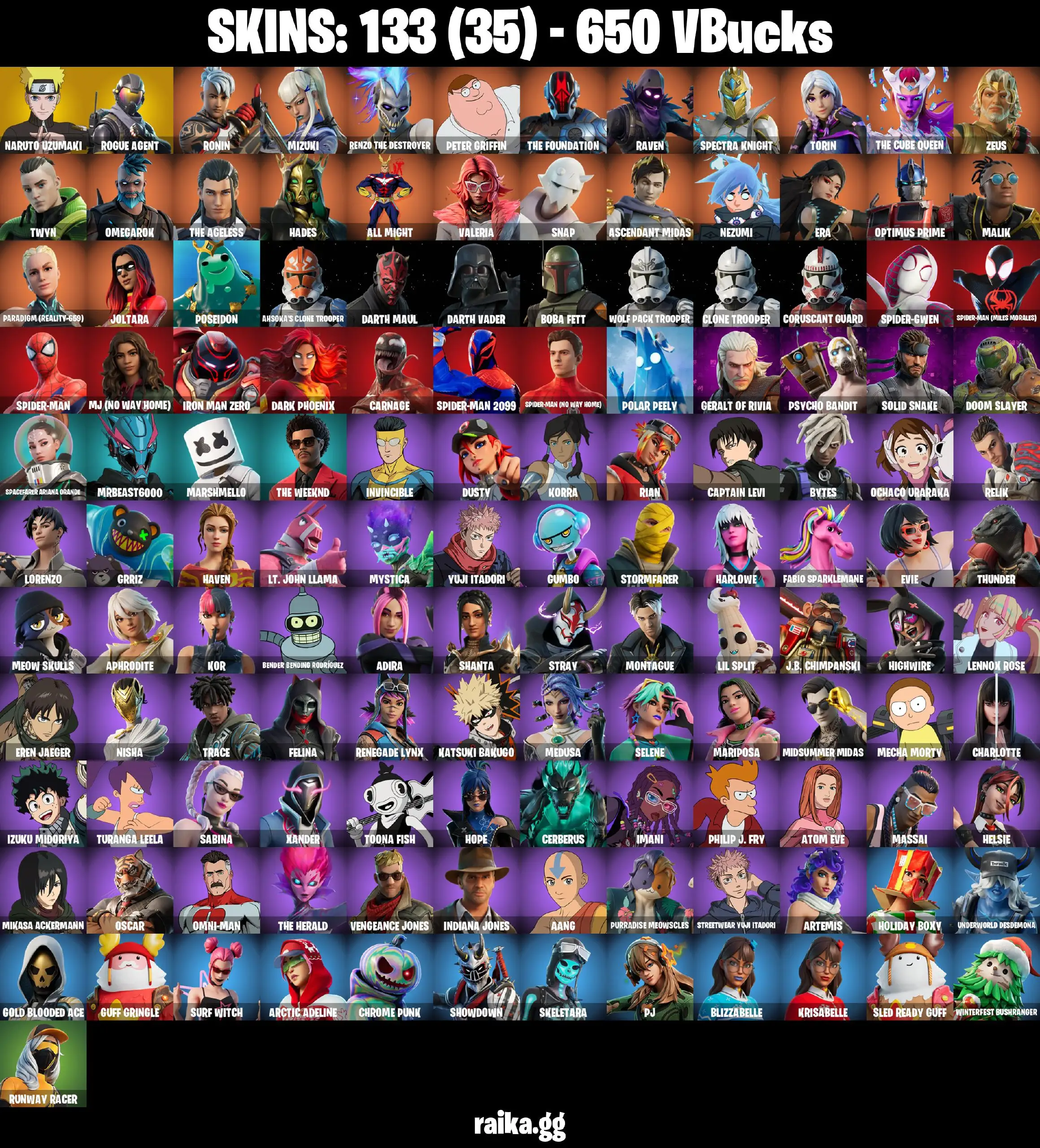 [PC/XBOX/PSN] Full 133 skins | Psycho Bandit | Rogue Agent | Raven | Nezumi | Joltara | Zeus | Omegarok | Hades | Torin | The Ageless | Mizuki