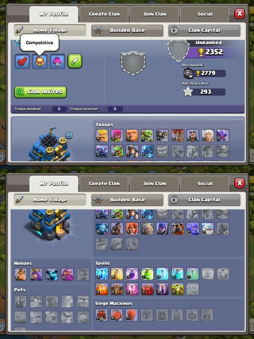 [#1403] [VP] SEMI-MAX TH 12 | 41-50-24-20 HEROES | SOME MAGIC ITEMS | 130+ CWL MEDALS | 500 RENAME | INSTANT DELIVERY