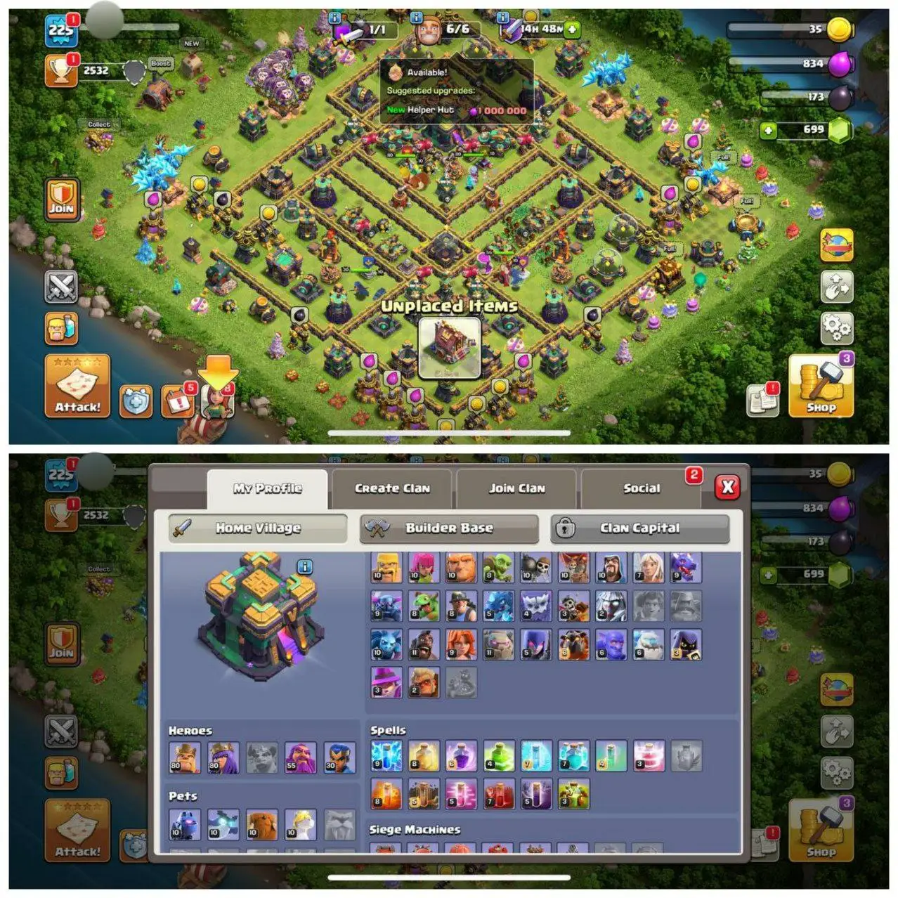 {STRONG ACCOUNT} TH14 PURE MAX⚡️5 EPIC EQUIPMENTS⚡️XP-225⚡️HERO 80-80-55-30 ⚡️  MAXED WALLS⚡️126 CWL MEDALS⚡️MAGIC ITEMS⚡️OP LAB⚡️INSTANT DELIVERY 🚚